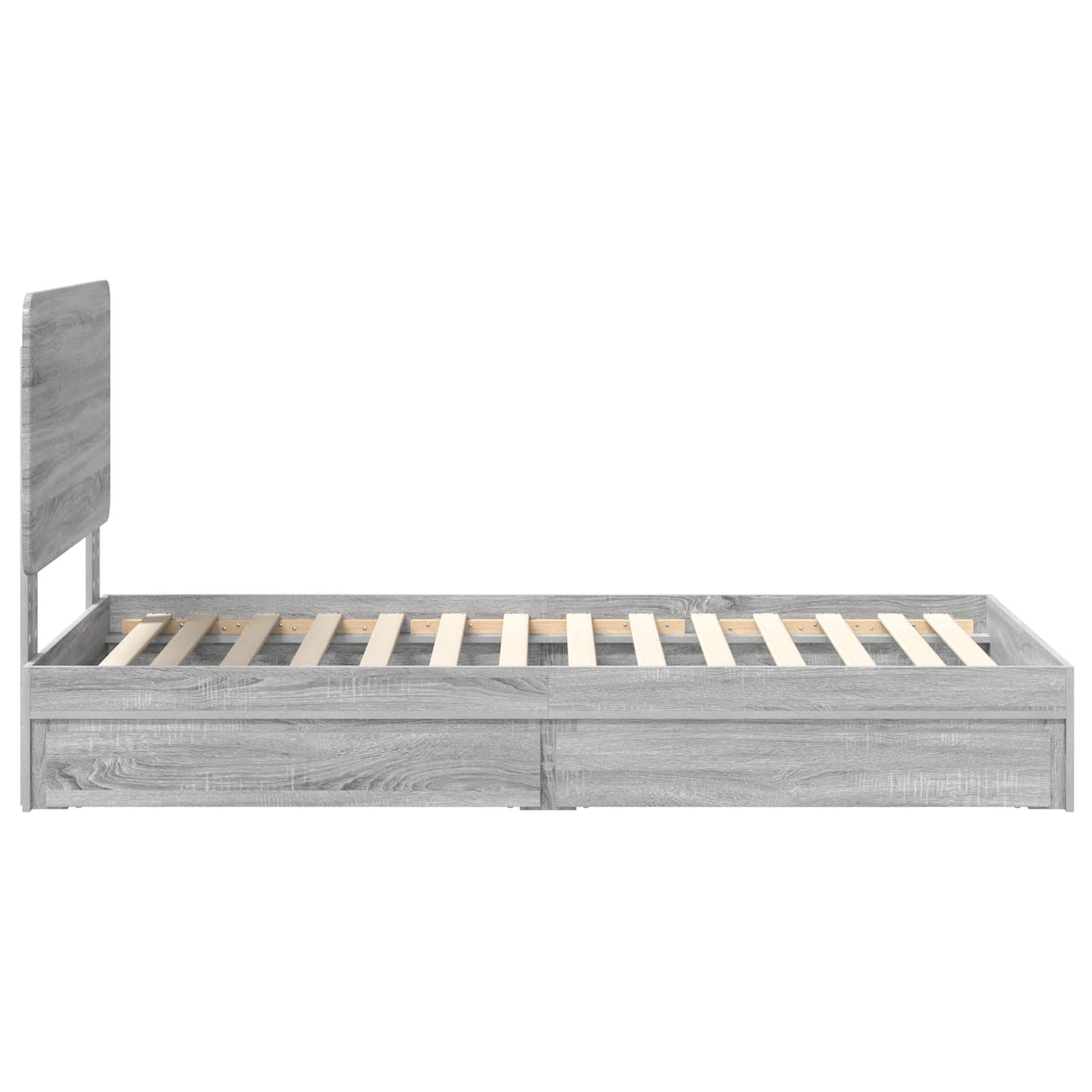 Opslag bed met hoofdeinde Grijs Sonoma 90 x 200 cm Bewerkt hout is nu te koop bij PeponiXL, paradijselijk wonen!