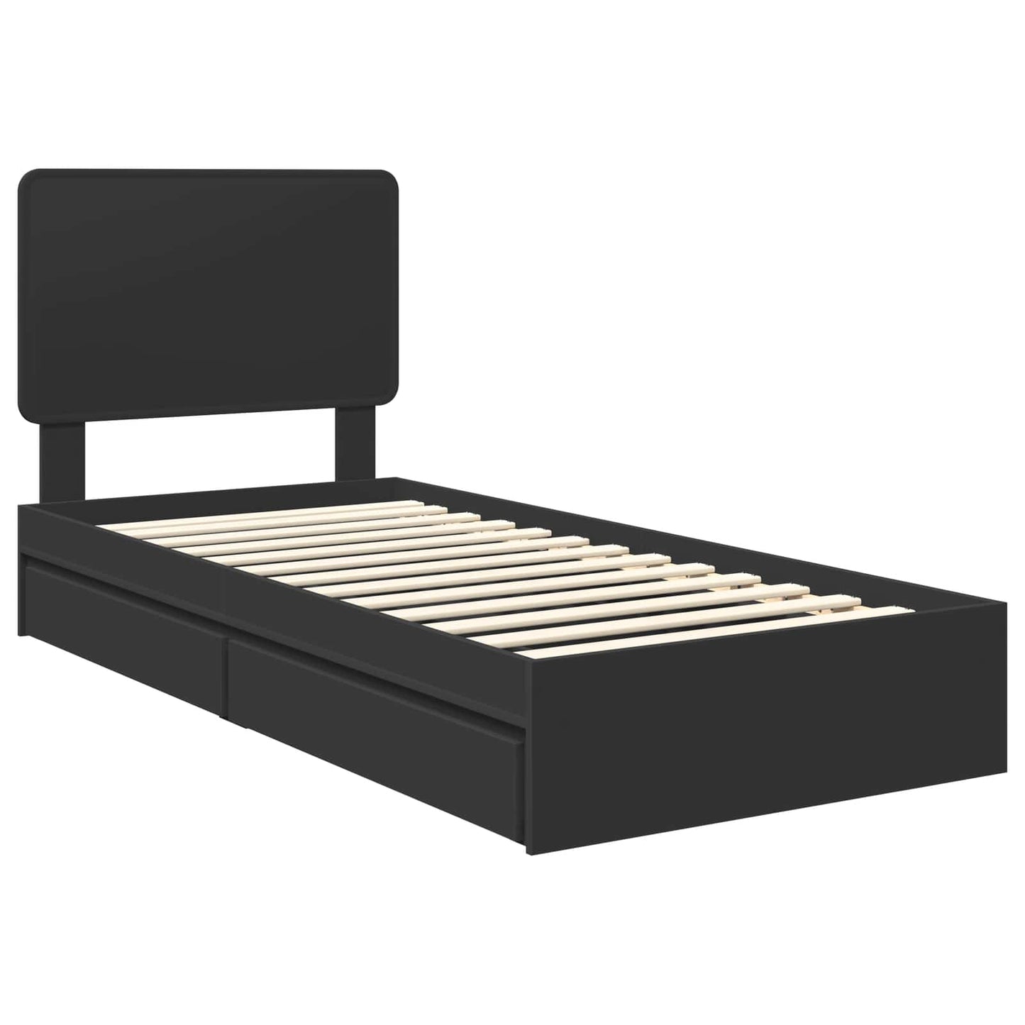 Opslag bed met hoofdeinde Zwart 90 x 190 cm Bewerkt hout is nu te koop bij PeponiXL, paradijselijk wonen!