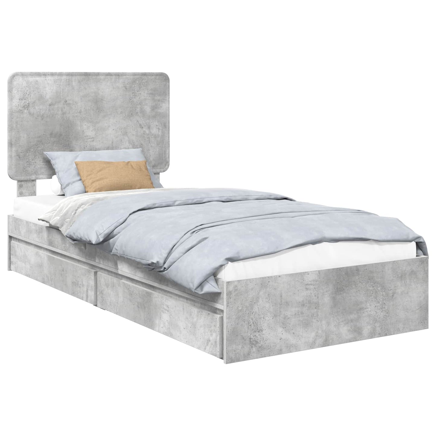Opslag bed met hoofdeinde Beton Grijs 90 x 190 cm Bewerkt hout is nu te koop bij PeponiXL, paradijselijk wonen!
