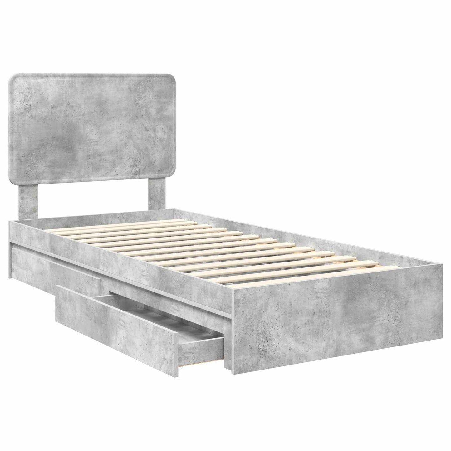 Opslag bed met hoofdeinde Beton Grijs 90 x 190 cm Bewerkt hout is nu te koop bij PeponiXL, paradijselijk wonen!