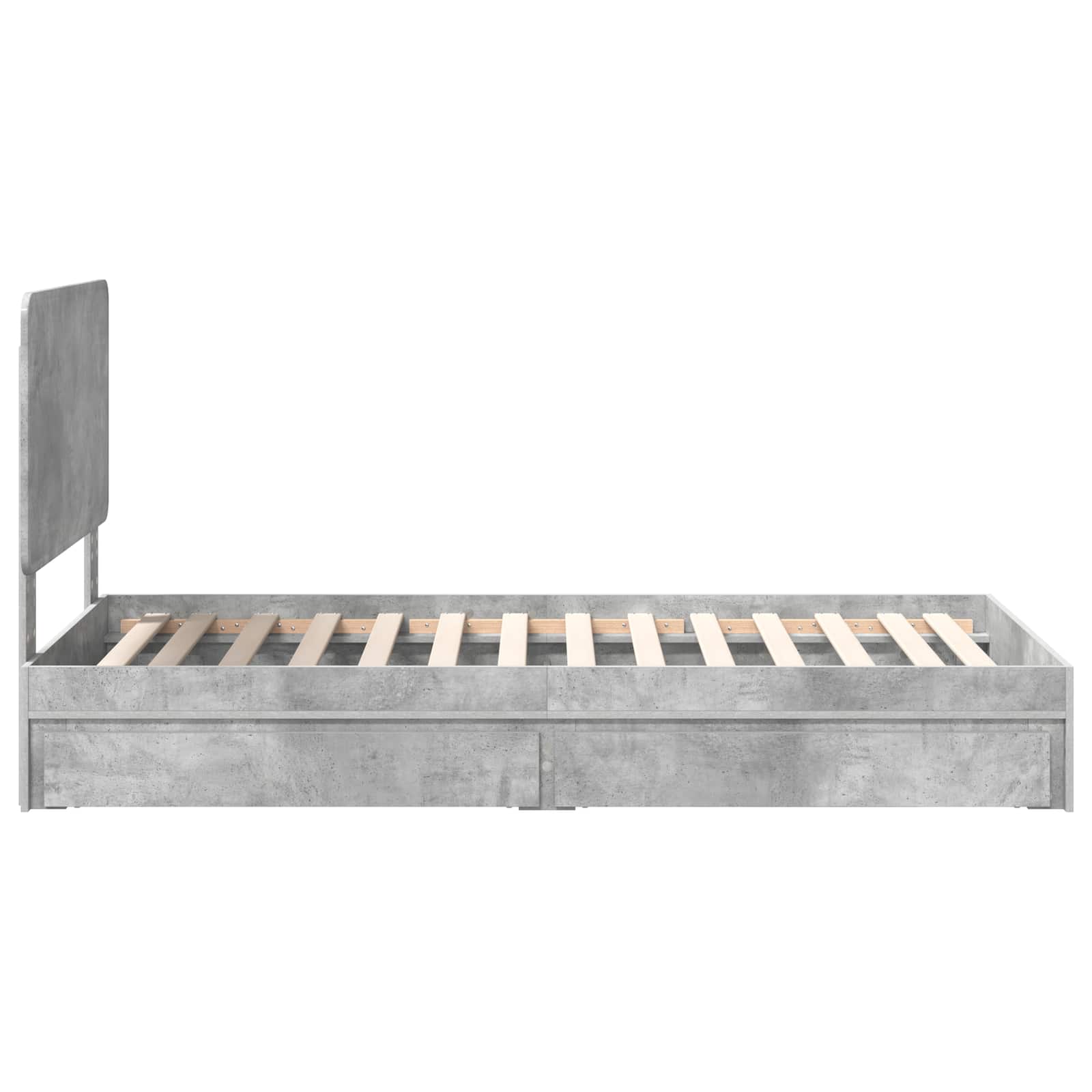 Opslag bed met hoofdeinde Beton Grijs 90 x 190 cm Bewerkt hout is nu te koop bij PeponiXL, paradijselijk wonen!