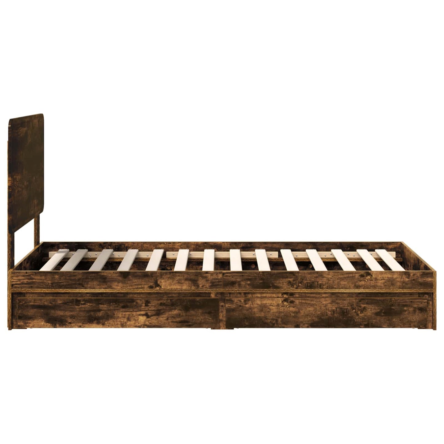 Opslag bed met lade Gerookt eiken 90 x 190 cm Bewerkt hout is nu te koop bij PeponiXL, paradijselijk wonen!