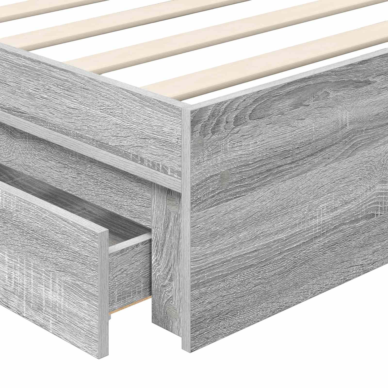 Opslag bed met hoofdeinde Grijs Sonoma 90 x 190 cm Bewerkt hout is nu te koop bij PeponiXL, paradijselijk wonen!