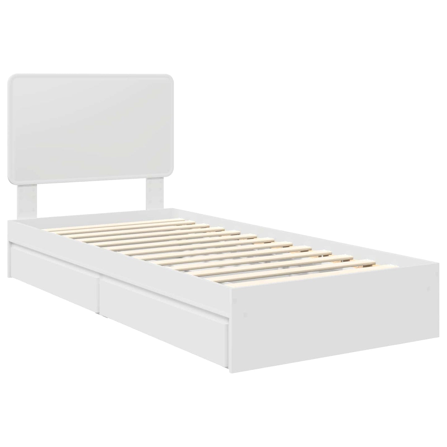 Opslag bed met hoofdeinde met lade Wit 75 x 190 cm Bewerkt hout is nu te koop bij PeponiXL, paradijselijk wonen!