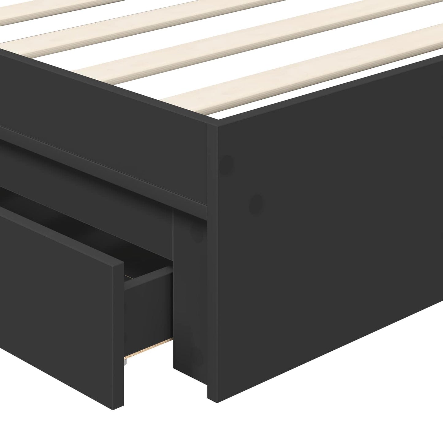Opslag bed met hoofdeinde Zwart 75 x 190 cm Bewerkt hout is nu te koop bij PeponiXL, paradijselijk wonen!