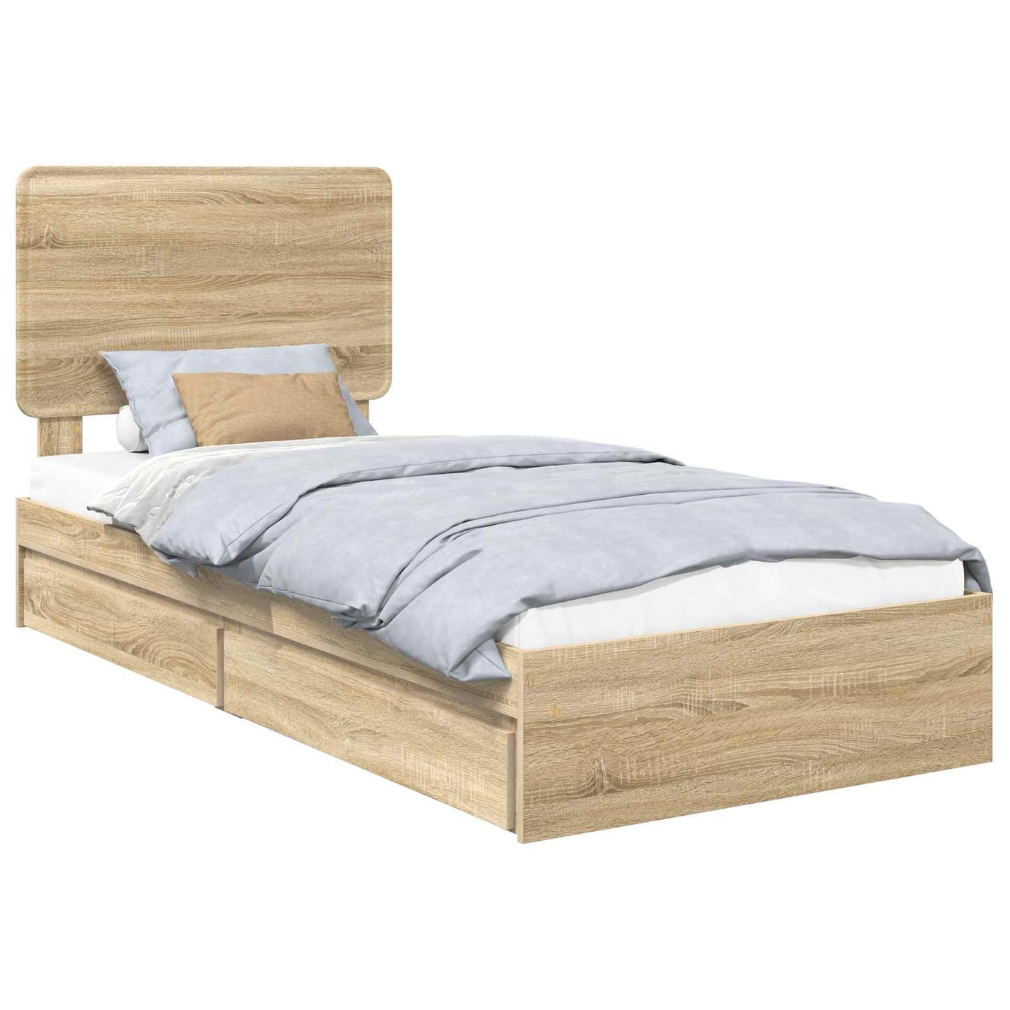 Opslag bed met hoofdeinde Sonoma Eiken 75 x 190 cm Bewerkt hout is nu te koop bij PeponiXL, paradijselijk wonen!