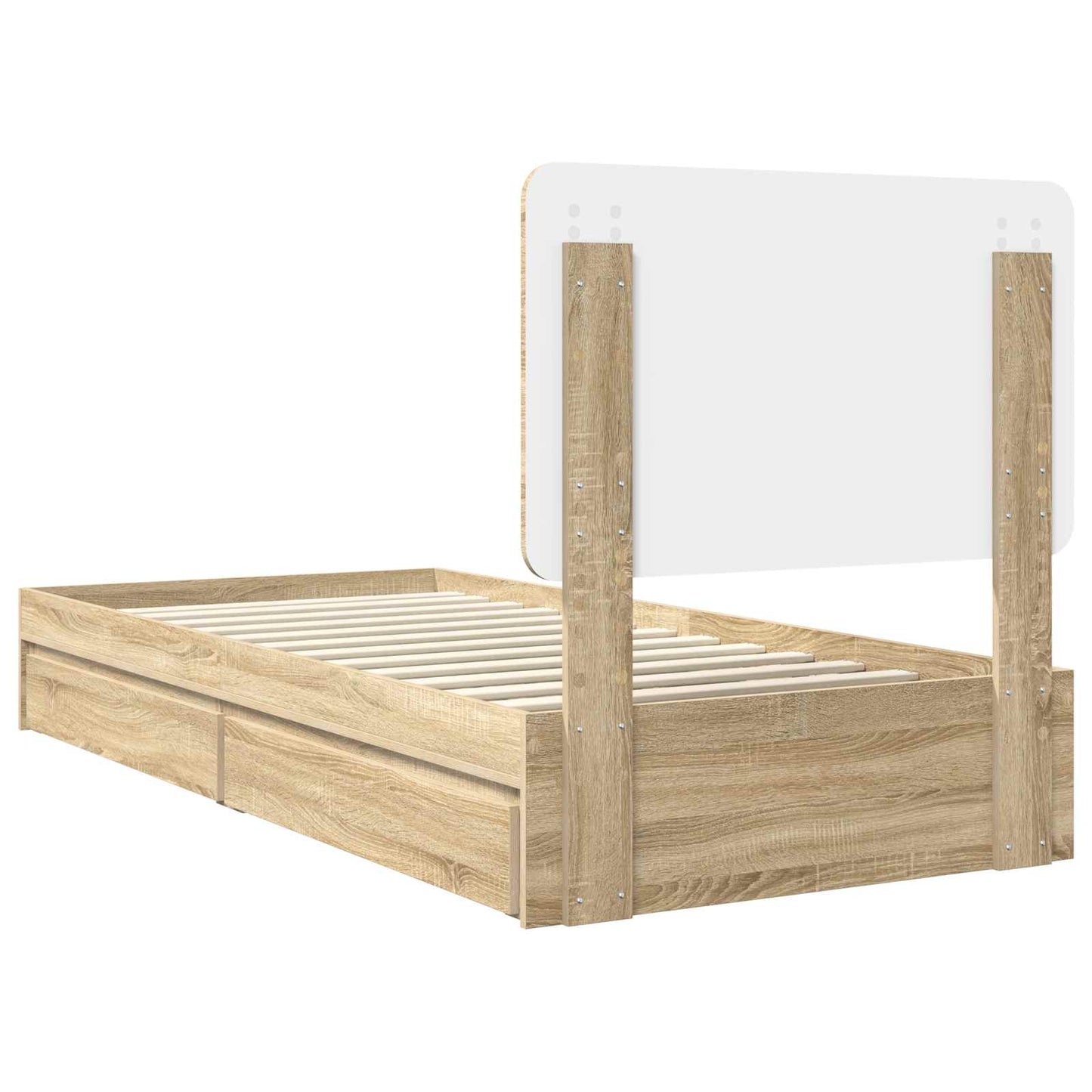 Opslag bed met hoofdeinde Sonoma Eiken 75 x 190 cm Bewerkt hout is nu te koop bij PeponiXL, paradijselijk wonen!