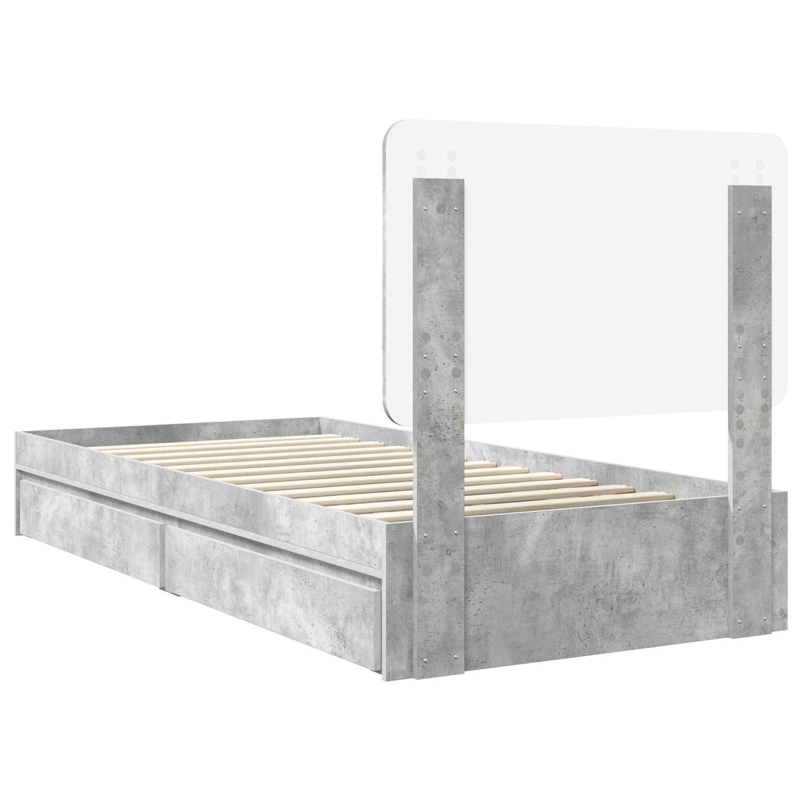Opslag bed met hoofdeinde Beton Grijs 75 x 190 cm Bewerkt hout is nu te koop bij PeponiXL, paradijselijk wonen!