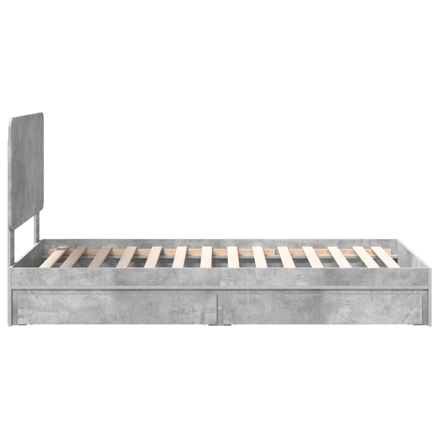 Opslag bed met hoofdeinde Beton Grijs 75 x 190 cm Bewerkt hout is nu te koop bij PeponiXL, paradijselijk wonen!