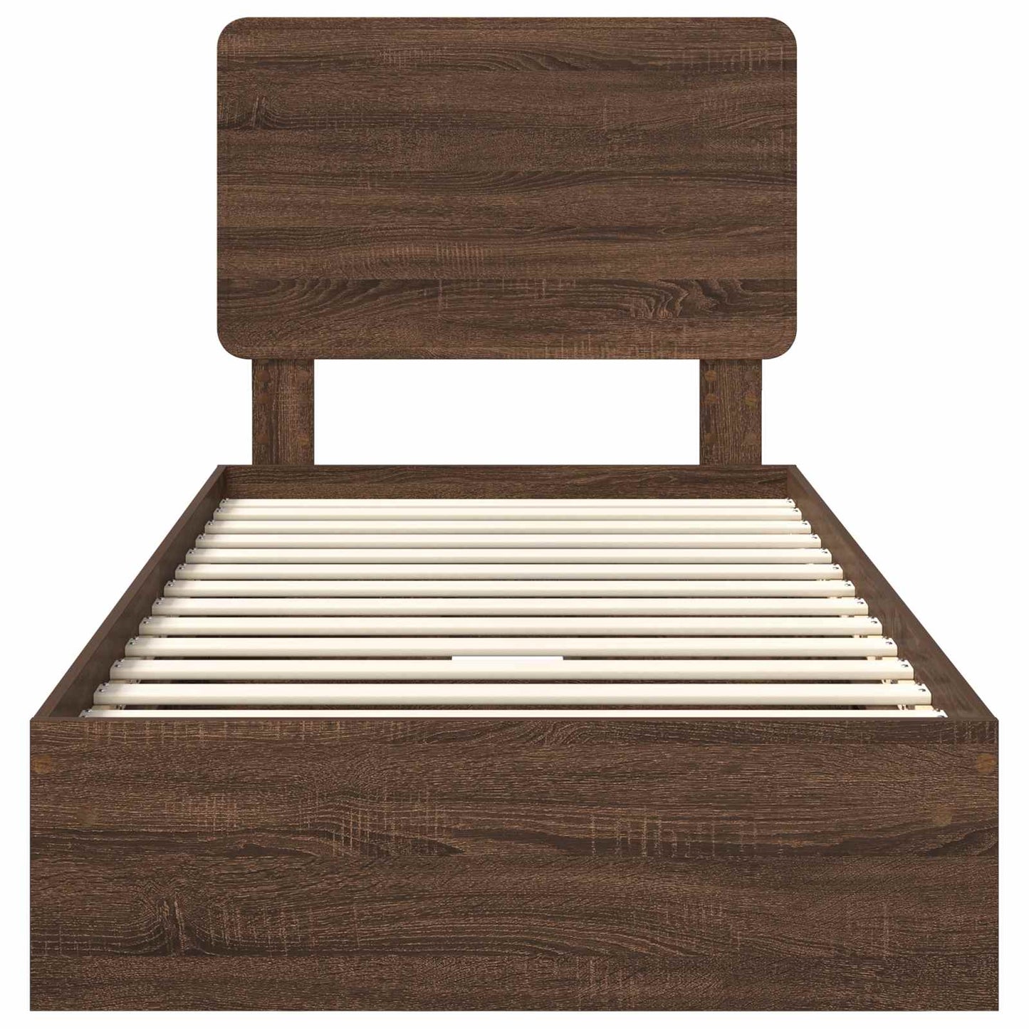Opslag bed met hoofdeinde Bruin Eiken 75 x 190 cm Bewerkt hout is nu te koop bij PeponiXL, paradijselijk wonen!