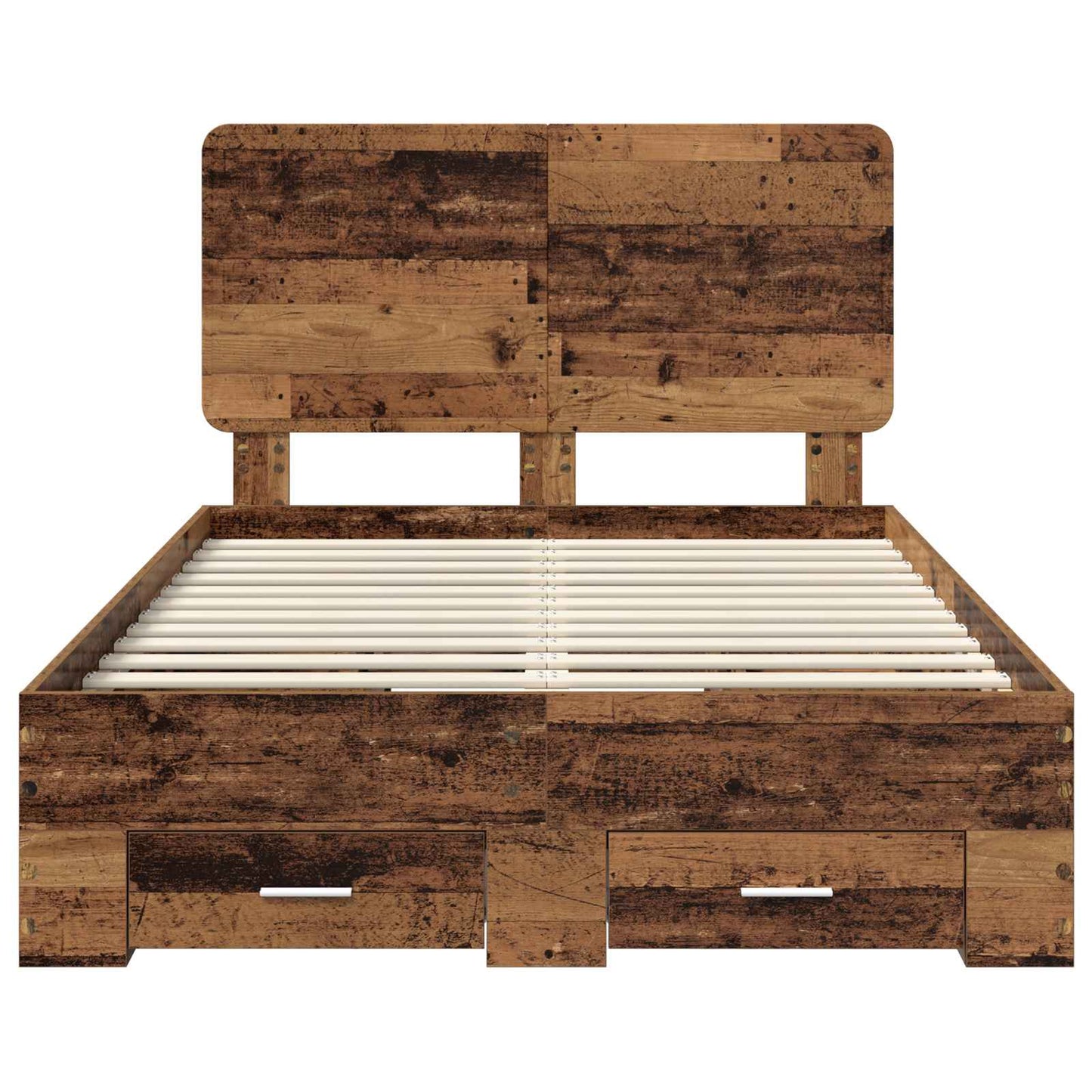 Bedframe met lade met opslag Oudhout 135 x 190 cm Bewerkt hout is nu te koop bij PeponiXL, paradijselijk wonen!