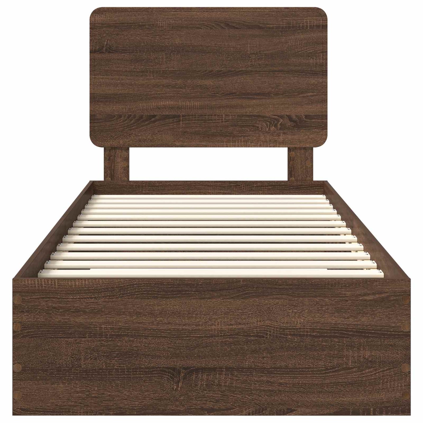 Bedframe met hoofdeinde Bruin Eiken 100 x 200 cm Bewerkt hout is nu te koop bij PeponiXL, paradijselijk wonen!