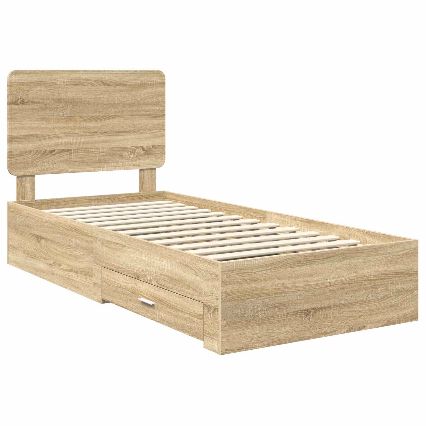 Bedframe met hoofdeinde Sonoma Eiken 75 x 190 cm Bewerkt hout is nu te koop bij PeponiXL, paradijselijk wonen!