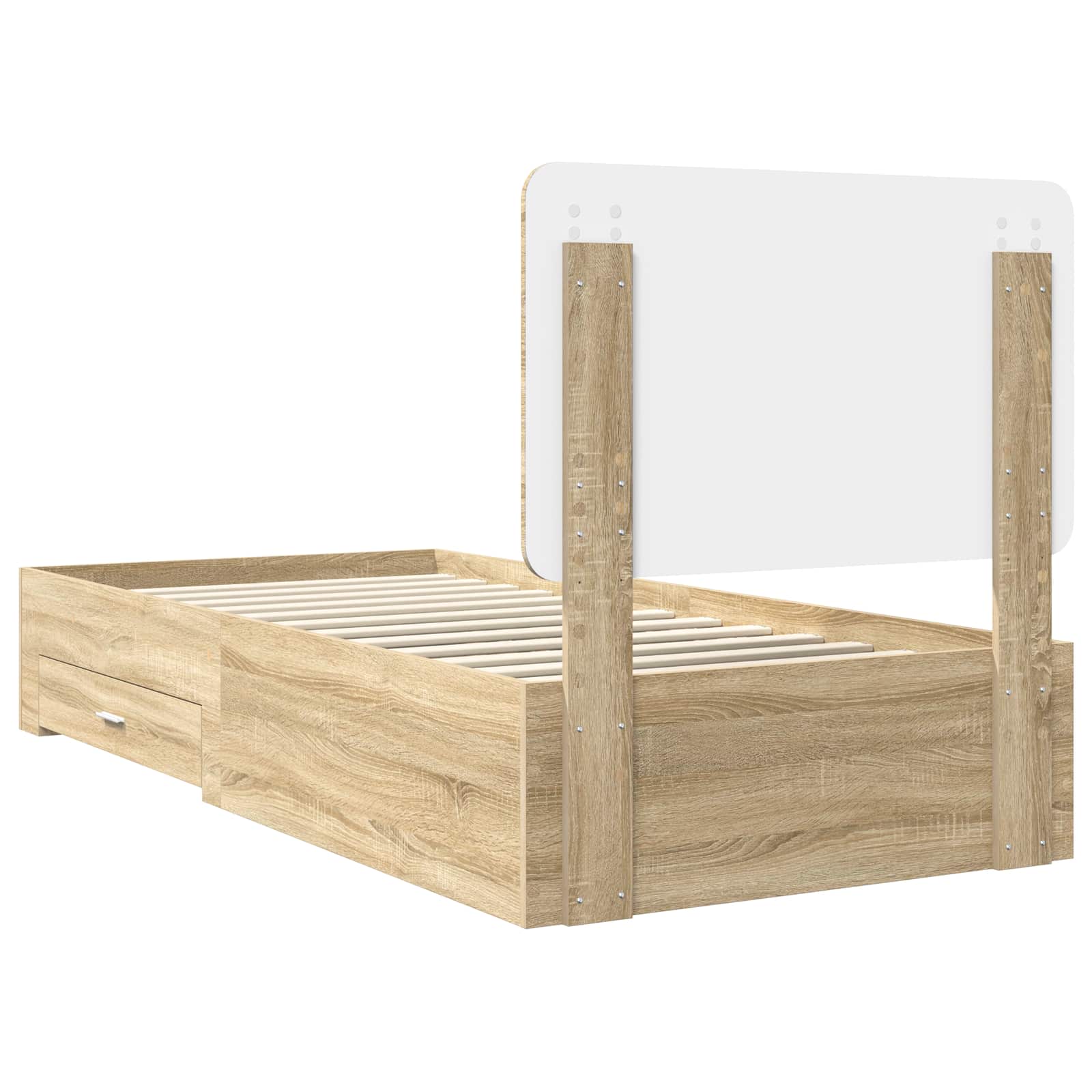 Bedframe met hoofdeinde Sonoma Eiken 75 x 190 cm Bewerkt hout is nu te koop bij PeponiXL, paradijselijk wonen!