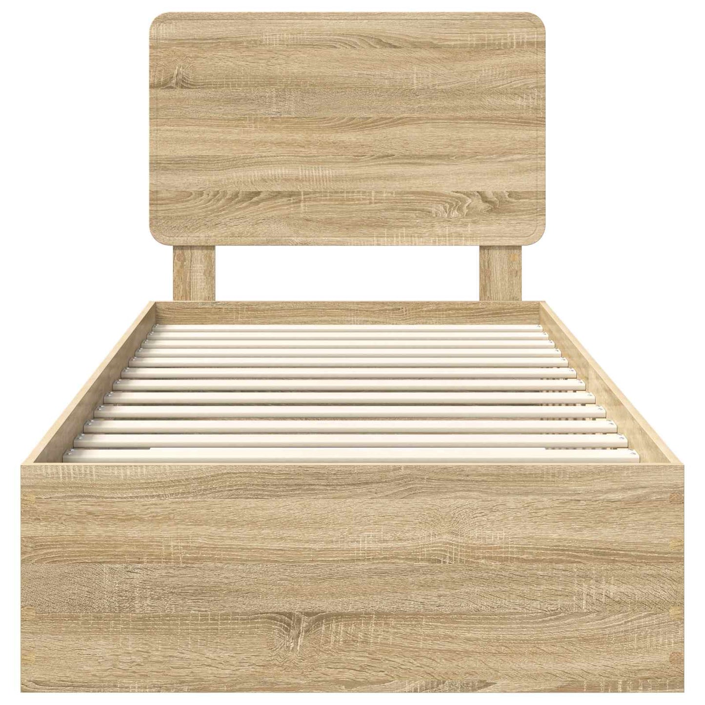 Bedframe met hoofdeinde Sonoma Eiken 75 x 190 cm Bewerkt hout is nu te koop bij PeponiXL, paradijselijk wonen!