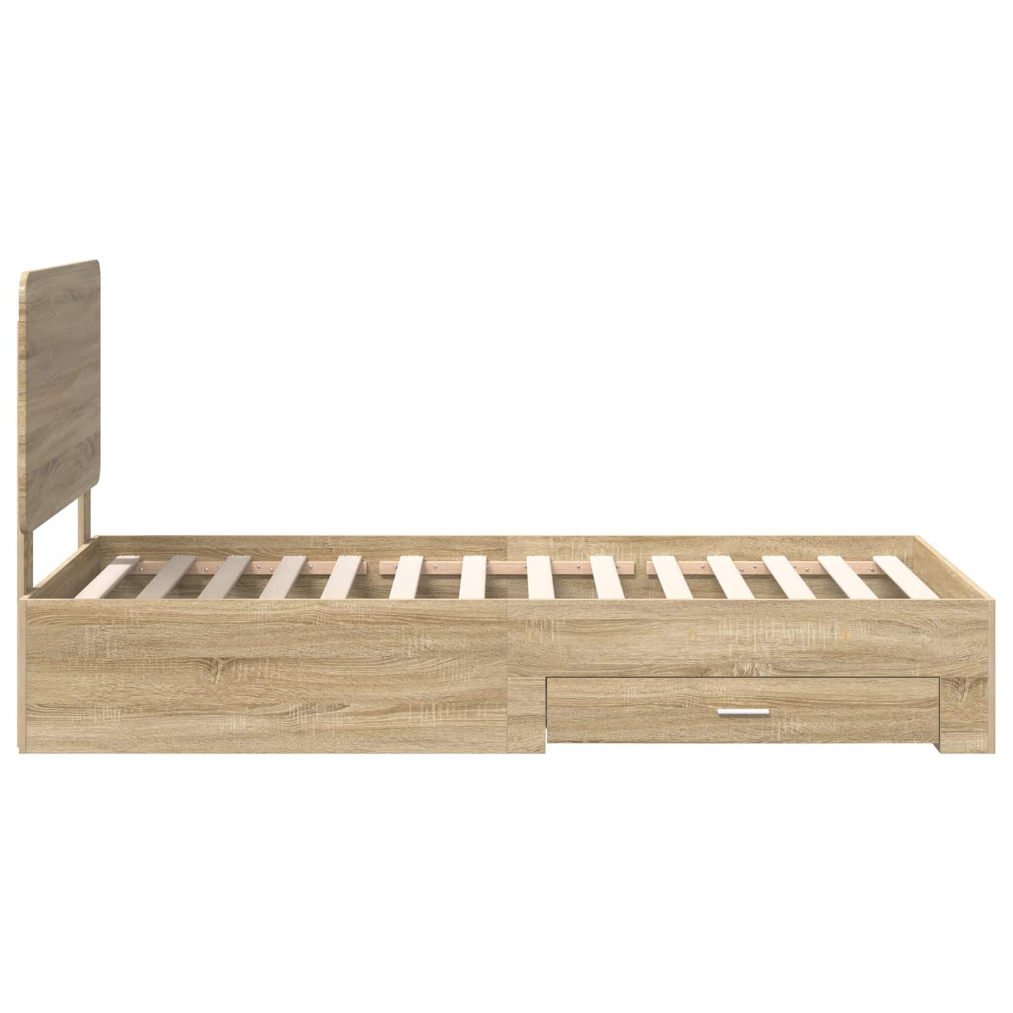 Bedframe met hoofdeinde Sonoma Eiken 75 x 190 cm Bewerkt hout is nu te koop bij PeponiXL, paradijselijk wonen!