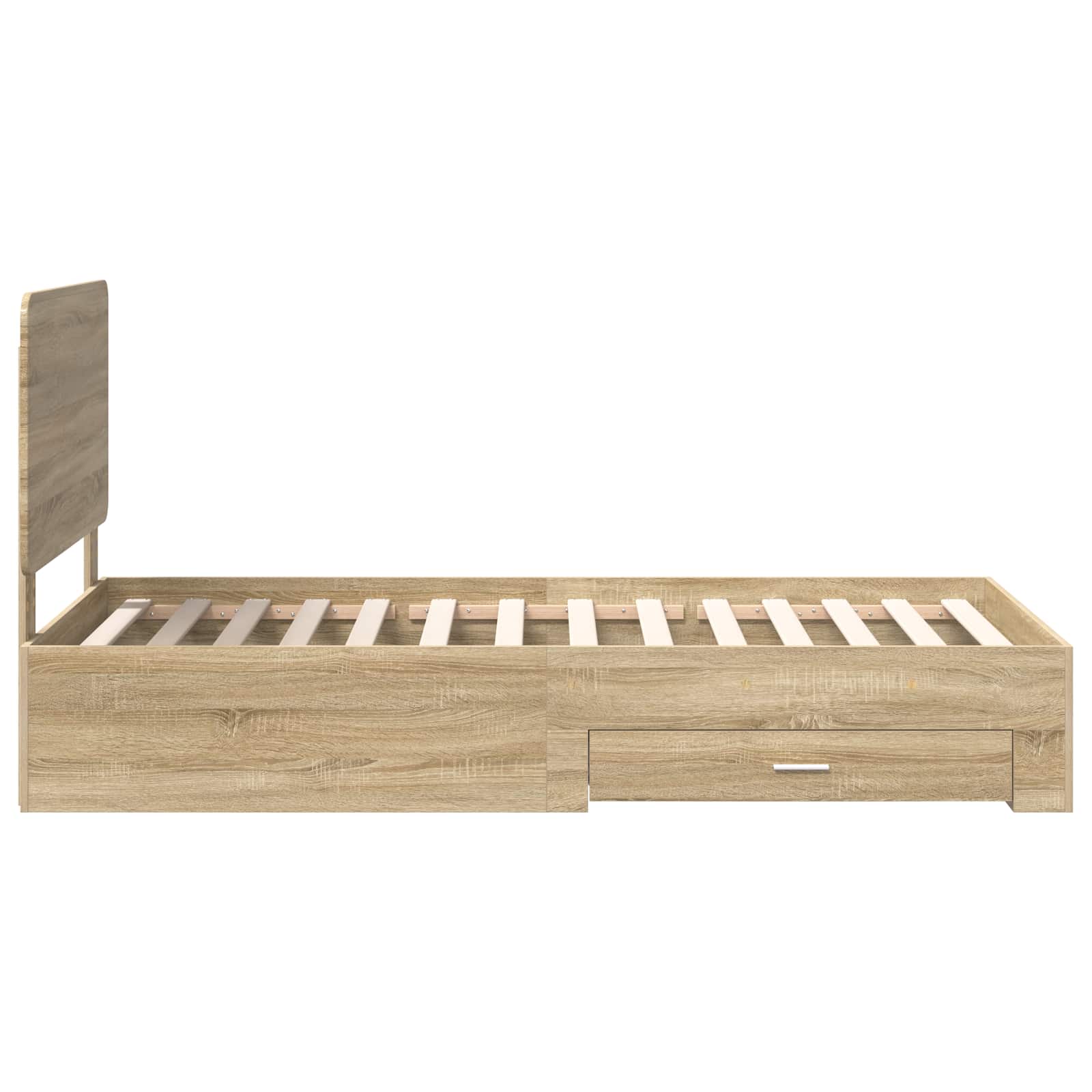 Bedframe met hoofdeinde Sonoma Eiken 75 x 190 cm Bewerkt hout is nu te koop bij PeponiXL, paradijselijk wonen!