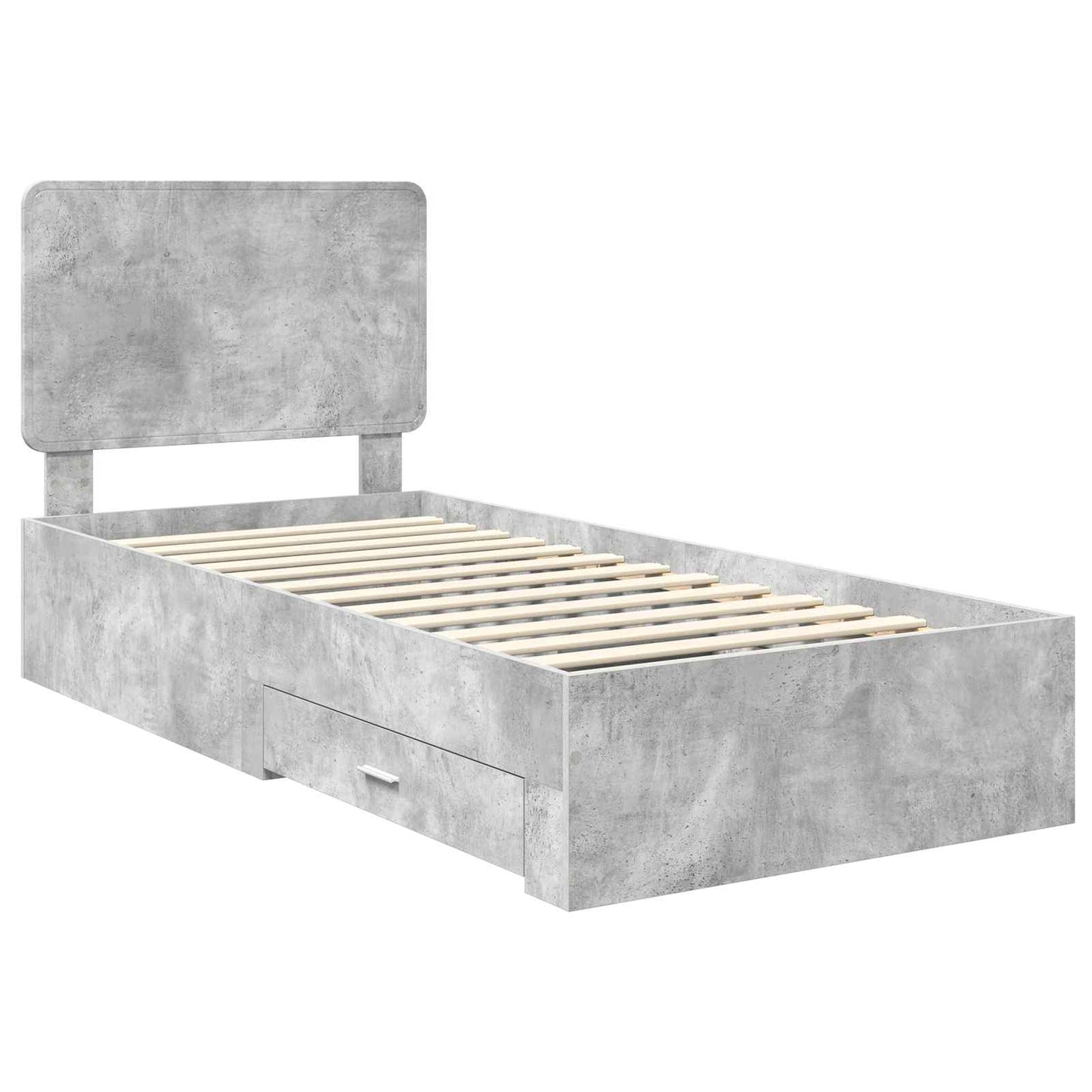 Bedframe met hoofdeinde Beton Grijs 70 x 190 cm Bewerkt hout is nu te koop bij PeponiXL, paradijselijk wonen!