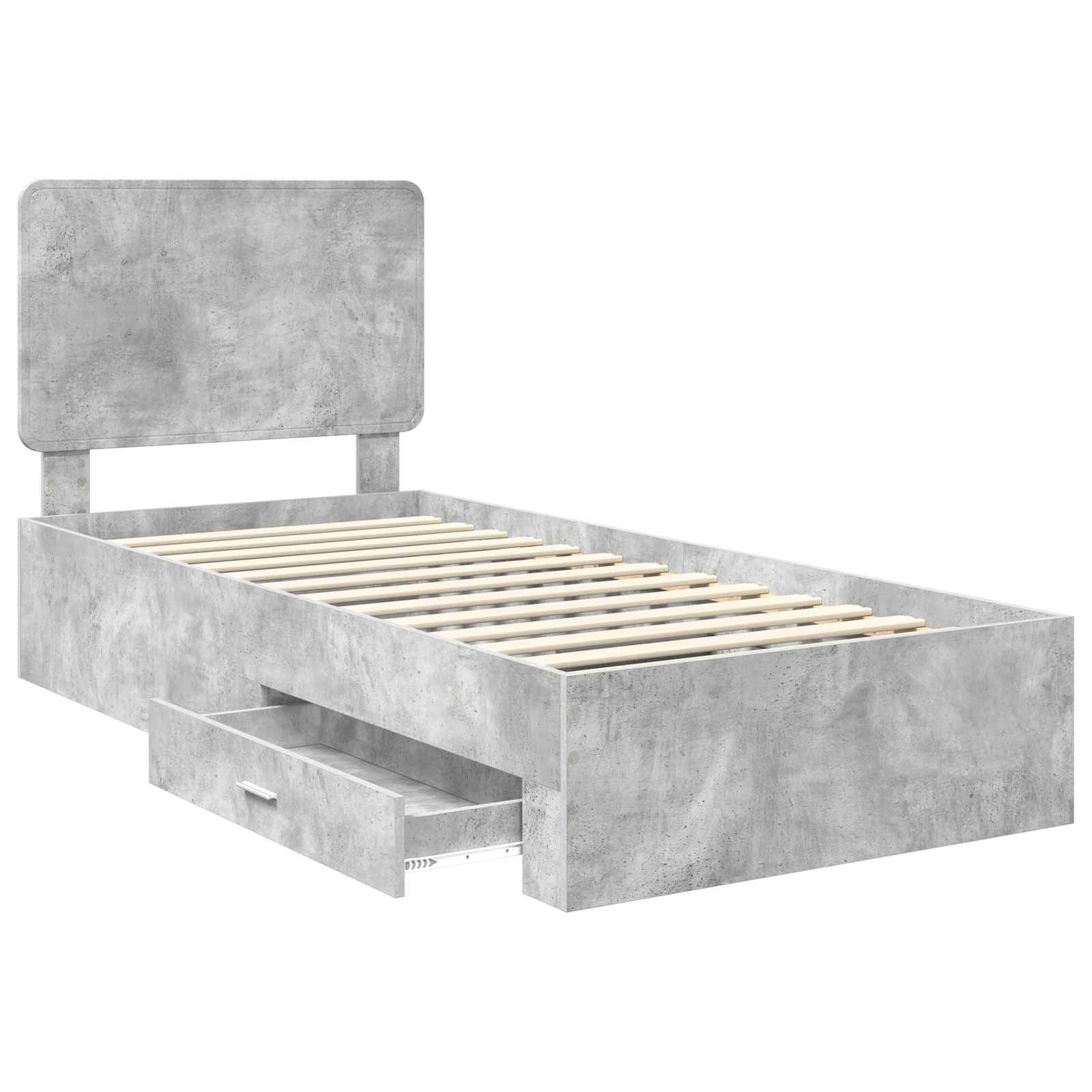 Bedframe met hoofdeinde Beton Grijs 70 x 190 cm Bewerkt hout is nu te koop bij PeponiXL, paradijselijk wonen!