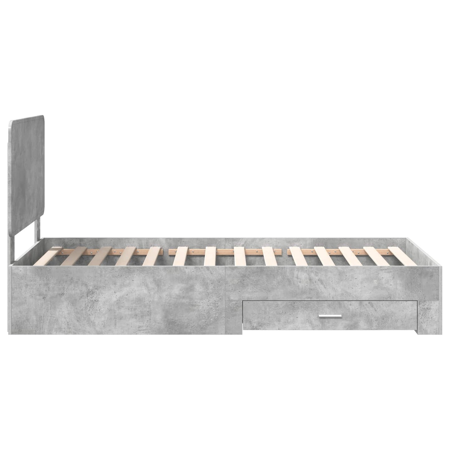 Bedframe met hoofdeinde Beton Grijs 70 x 190 cm Bewerkt hout is nu te koop bij PeponiXL, paradijselijk wonen!