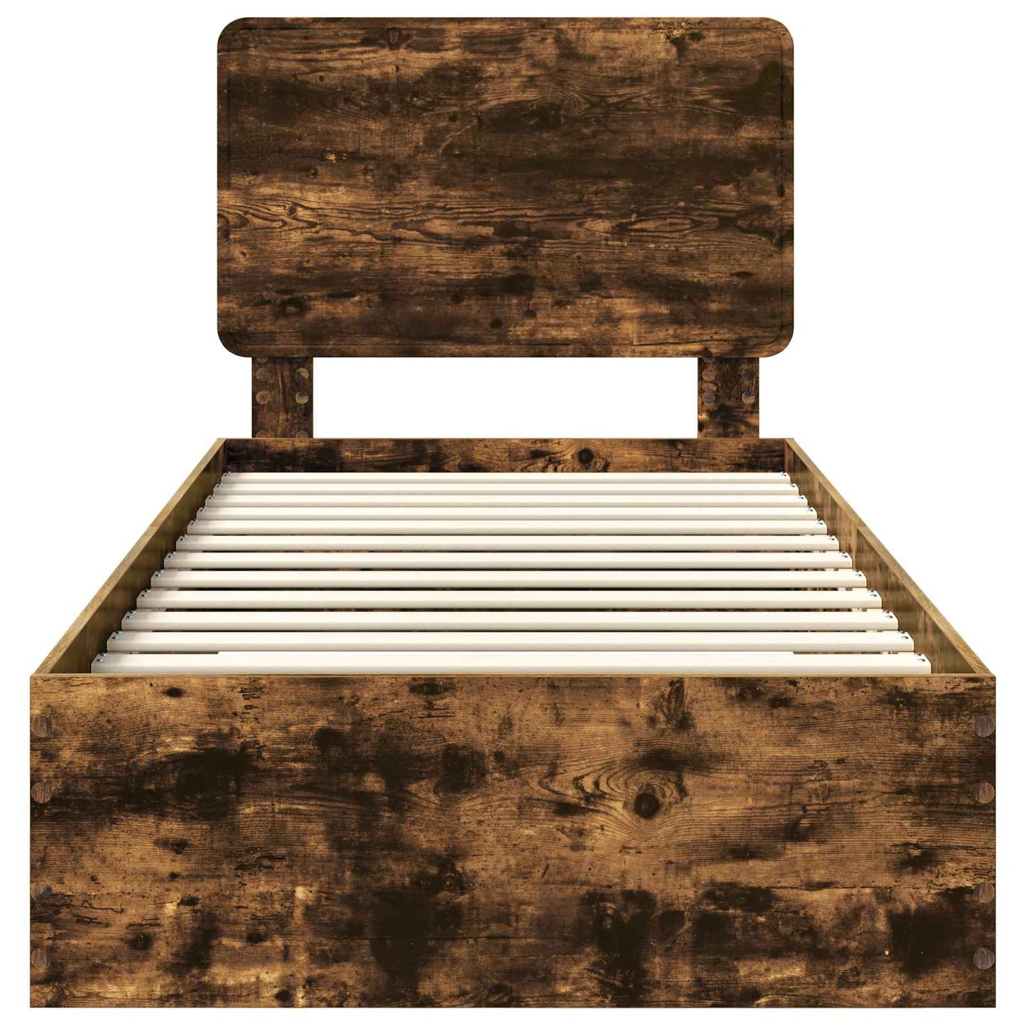 Bedframe met hoofdeinde Gerookt eiken 75 x 190 cm Bewerkt hout is nu te koop bij PeponiXL, paradijselijk wonen!