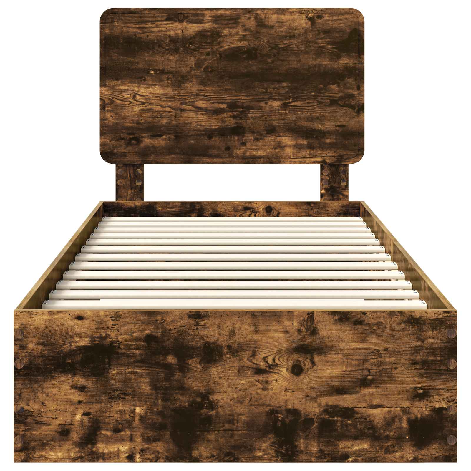 Bedframe met hoofdeinde Gerookt eiken 75 x 190 cm Bewerkt hout is nu te koop bij PeponiXL, paradijselijk wonen!