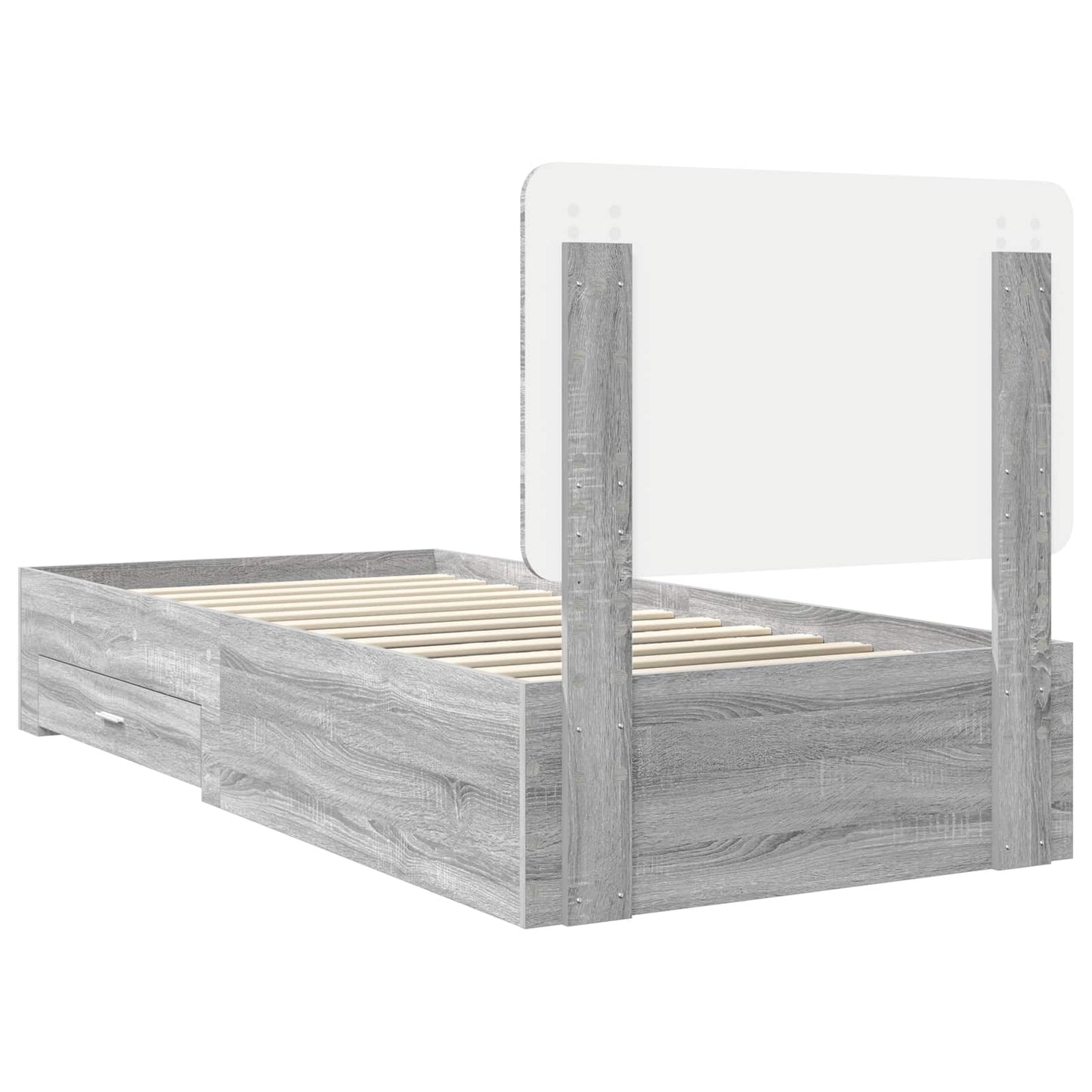 Bedframe met hoofdeinde Grijs Sonoma 75 x 190 cm Bewerkt hout is nu te koop bij PeponiXL, paradijselijk wonen!