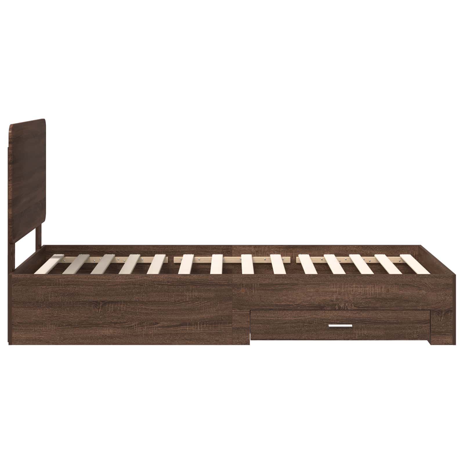 Bedframe met hoofdeinde Bruin Eiken 75 x 190 cm Bewerkt hout is nu te koop bij PeponiXL, paradijselijk wonen!