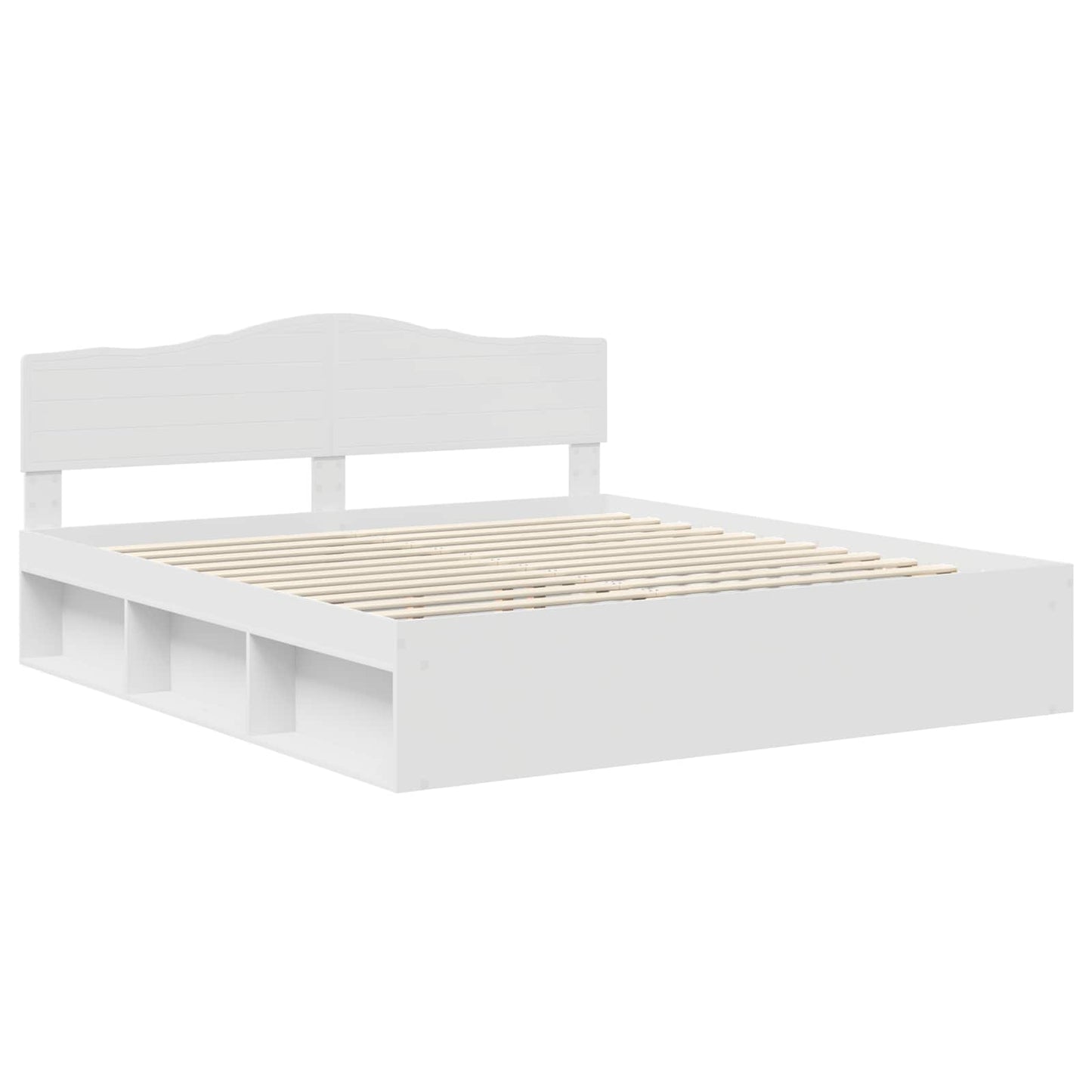 Bedframe met hoofdeinde Wit 200 x 200 cm Massief grenenhout is nu te koop bij PeponiXL, paradijselijk wonen!