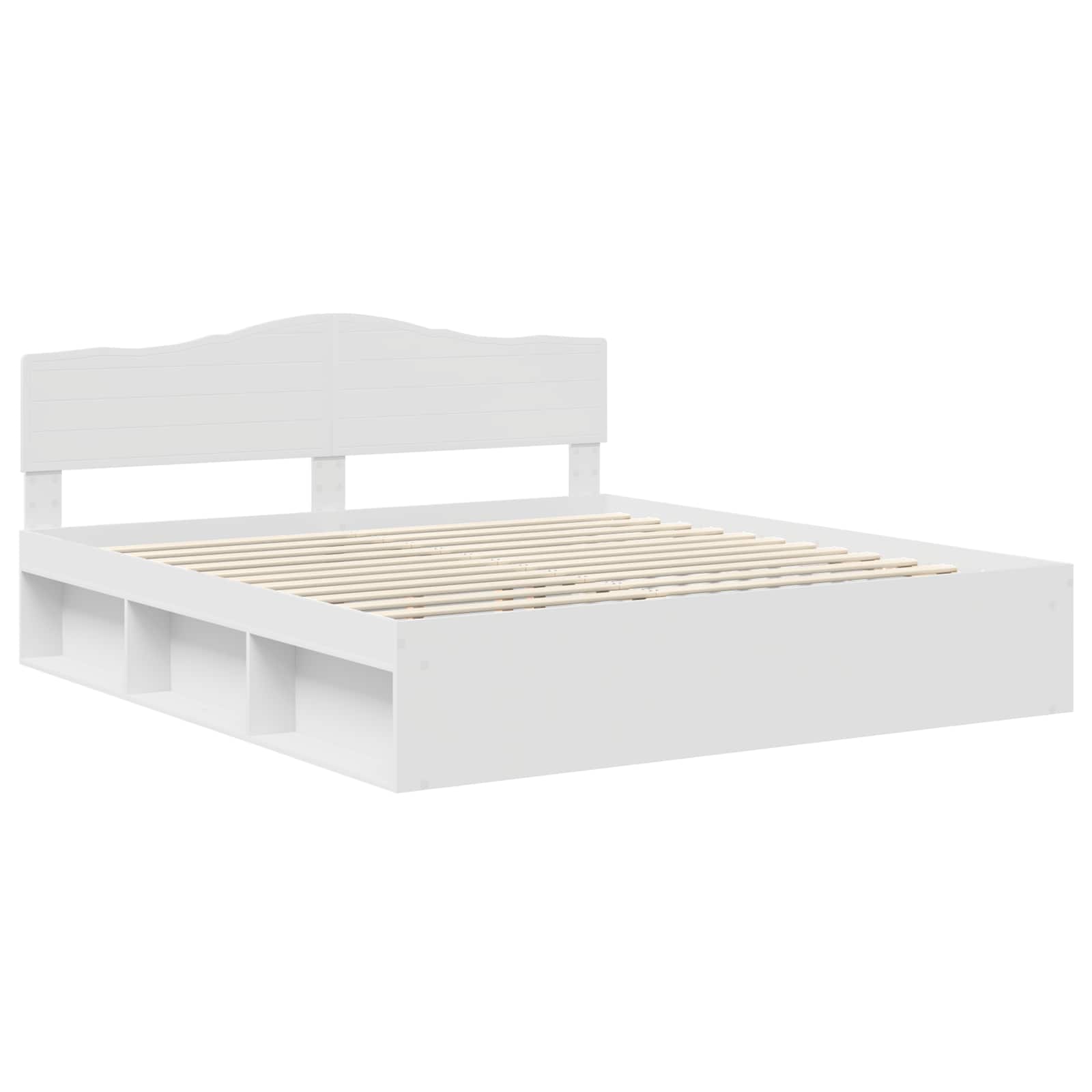 Bedframe met hoofdeinde Wit 200 x 200 cm Massief grenenhout is nu te koop bij PeponiXL, paradijselijk wonen!