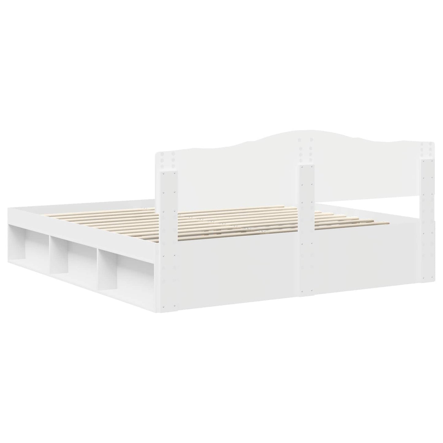 Bedframe met hoofdeinde Wit 200 x 200 cm Massief grenenhout is nu te koop bij PeponiXL, paradijselijk wonen!