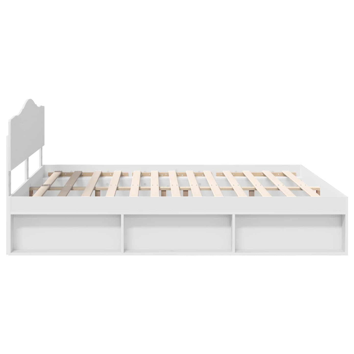 Bedframe met hoofdeinde Wit 200 x 200 cm Massief grenenhout is nu te koop bij PeponiXL, paradijselijk wonen!