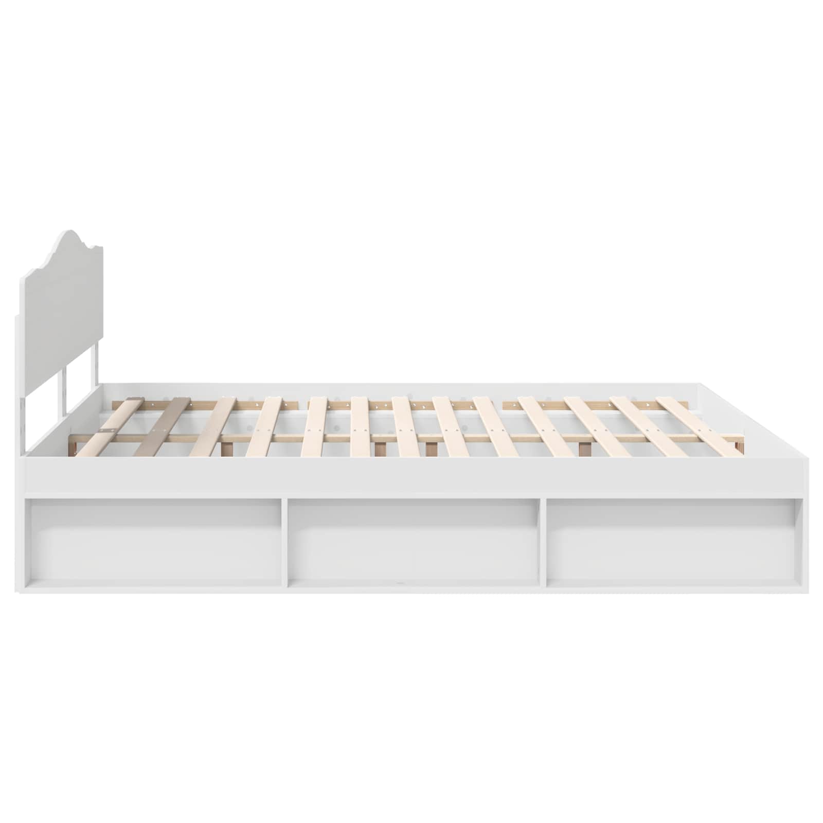 Bedframe met hoofdeinde Wit 200 x 200 cm Massief grenenhout is nu te koop bij PeponiXL, paradijselijk wonen!