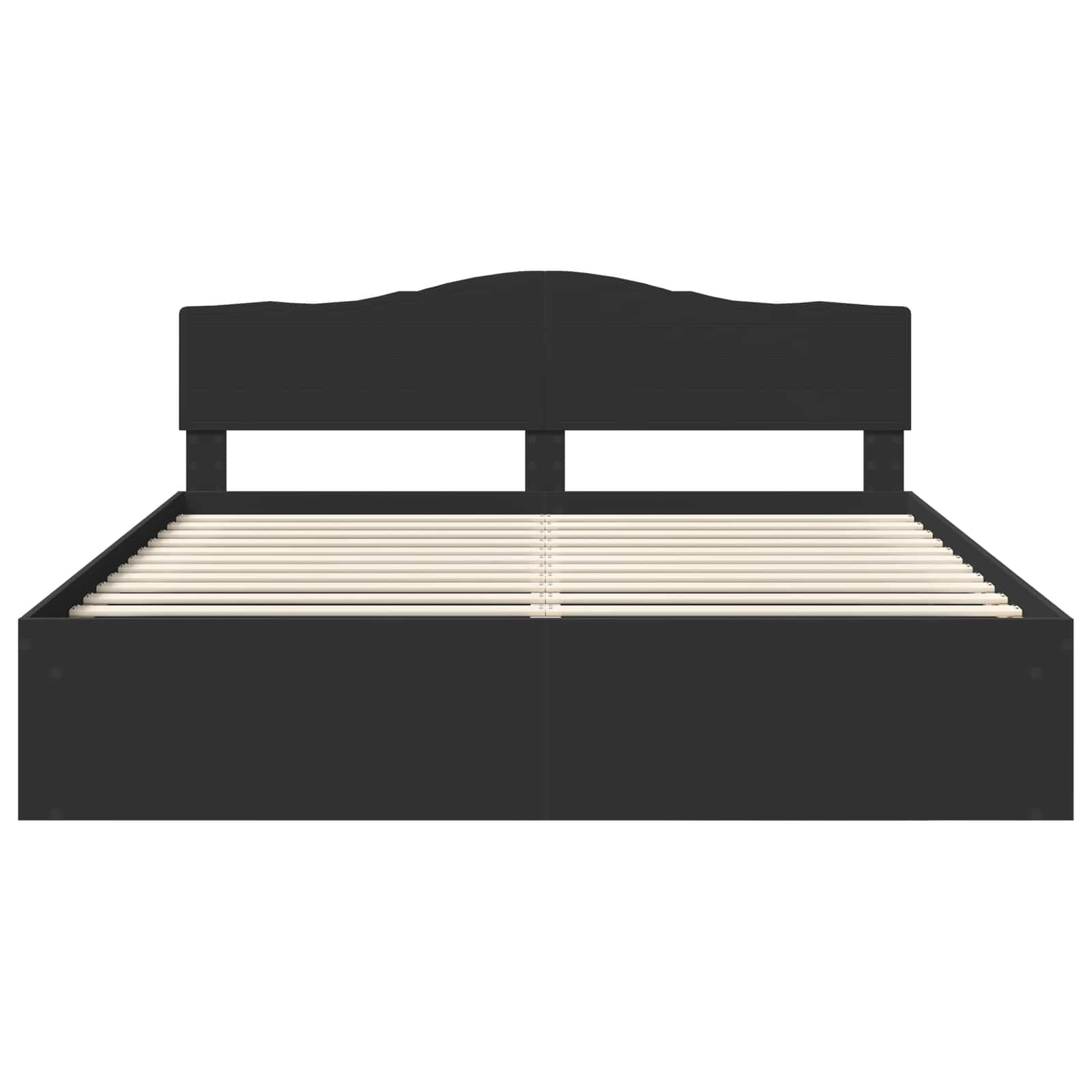 Bedframe met hoofdeinde Zwart 200 x 200 cm Massief grenenhout is nu te koop bij PeponiXL, paradijselijk wonen!