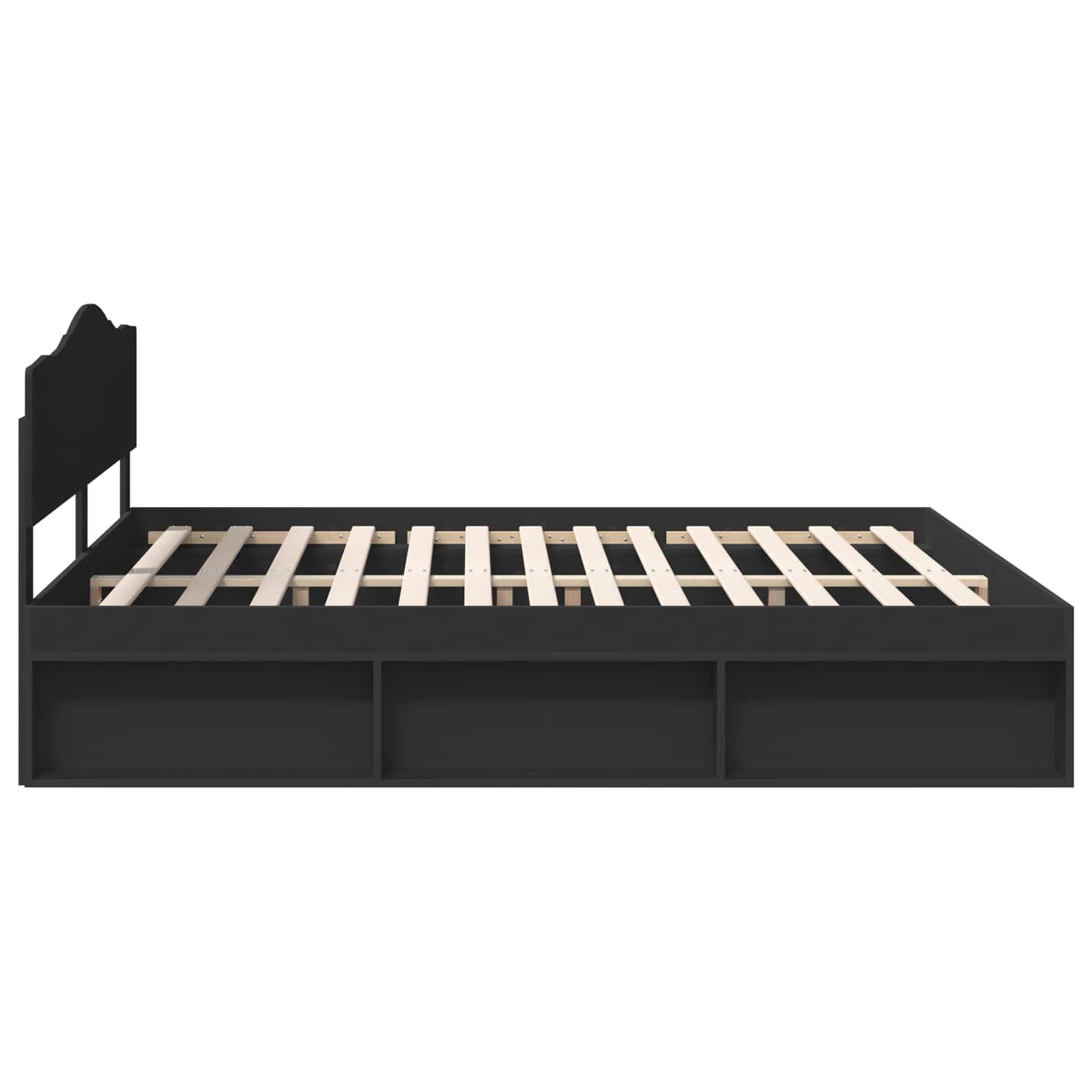 Bedframe met hoofdeinde Zwart 200 x 200 cm Massief grenenhout is nu te koop bij PeponiXL, paradijselijk wonen!