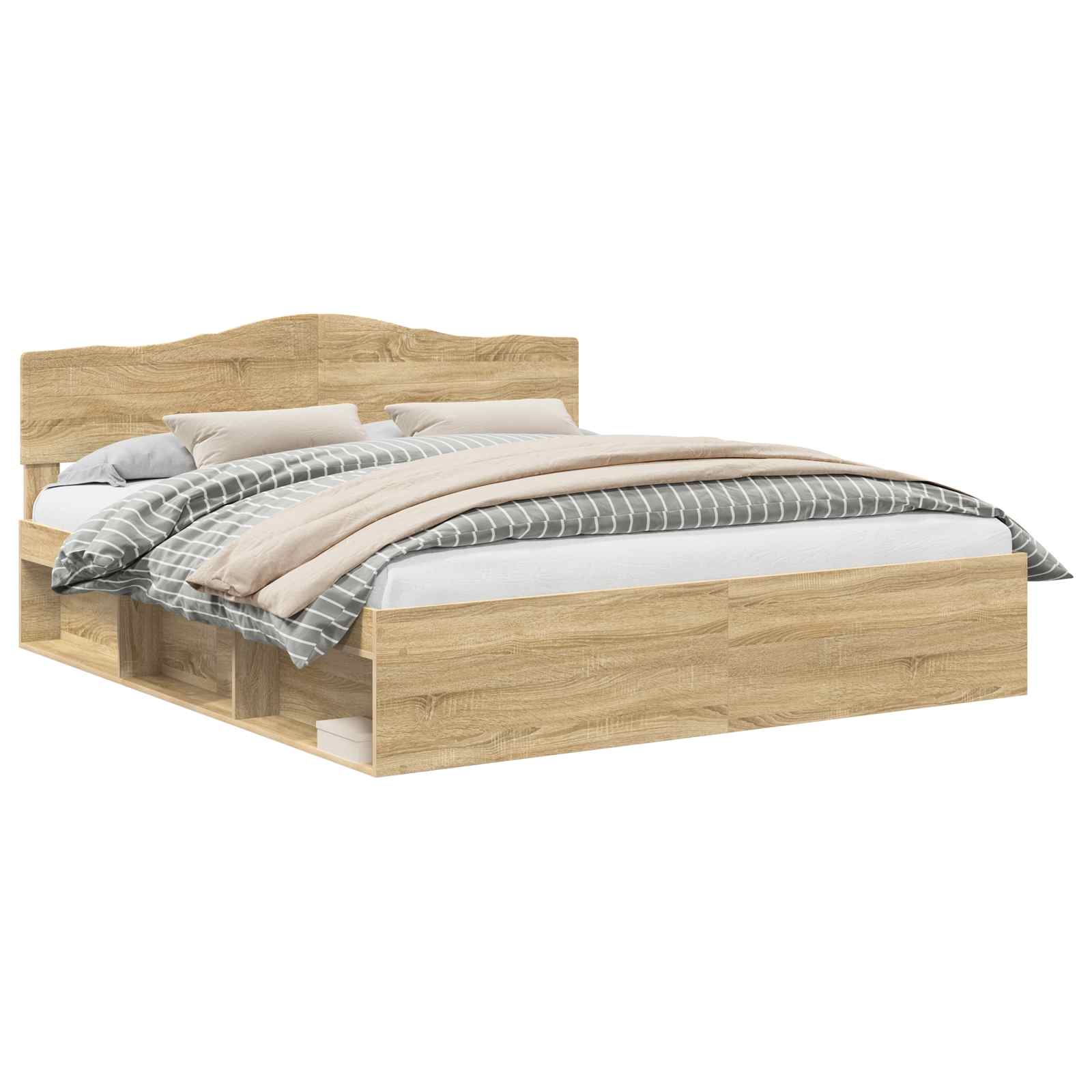 Bedframe met hoofdeinde Sonoma 200 x 200 cm Massief grenenhout is nu te koop bij PeponiXL, paradijselijk wonen!