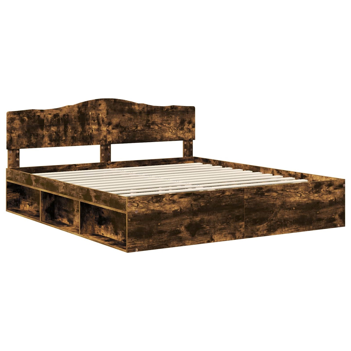 Bedframe Gerookt eiken 200 x 200 cm Massief grenenhout is nu te koop bij PeponiXL, paradijselijk wonen!