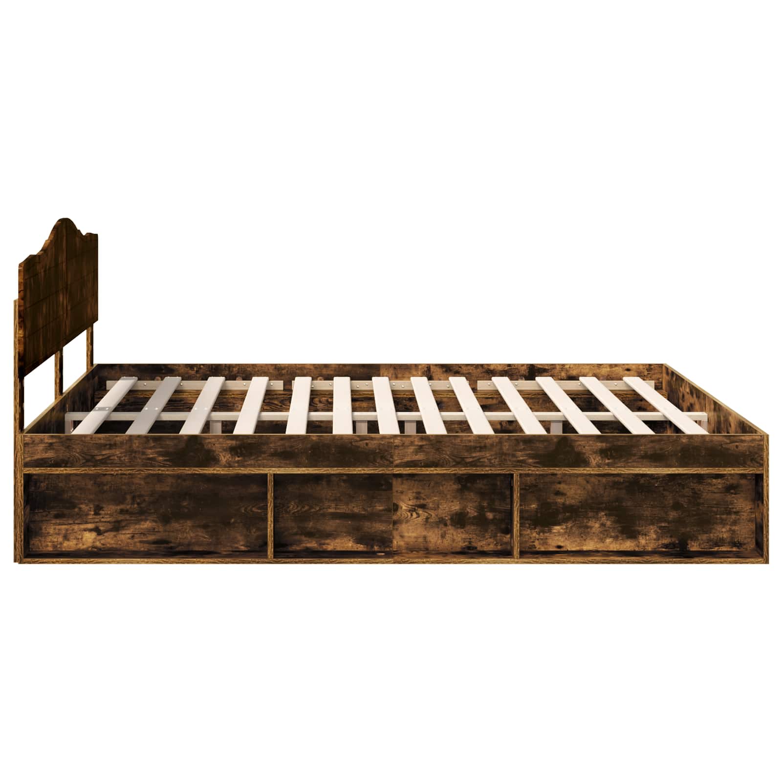 Bedframe Gerookt eiken 200 x 200 cm Massief grenenhout is nu te koop bij PeponiXL, paradijselijk wonen!