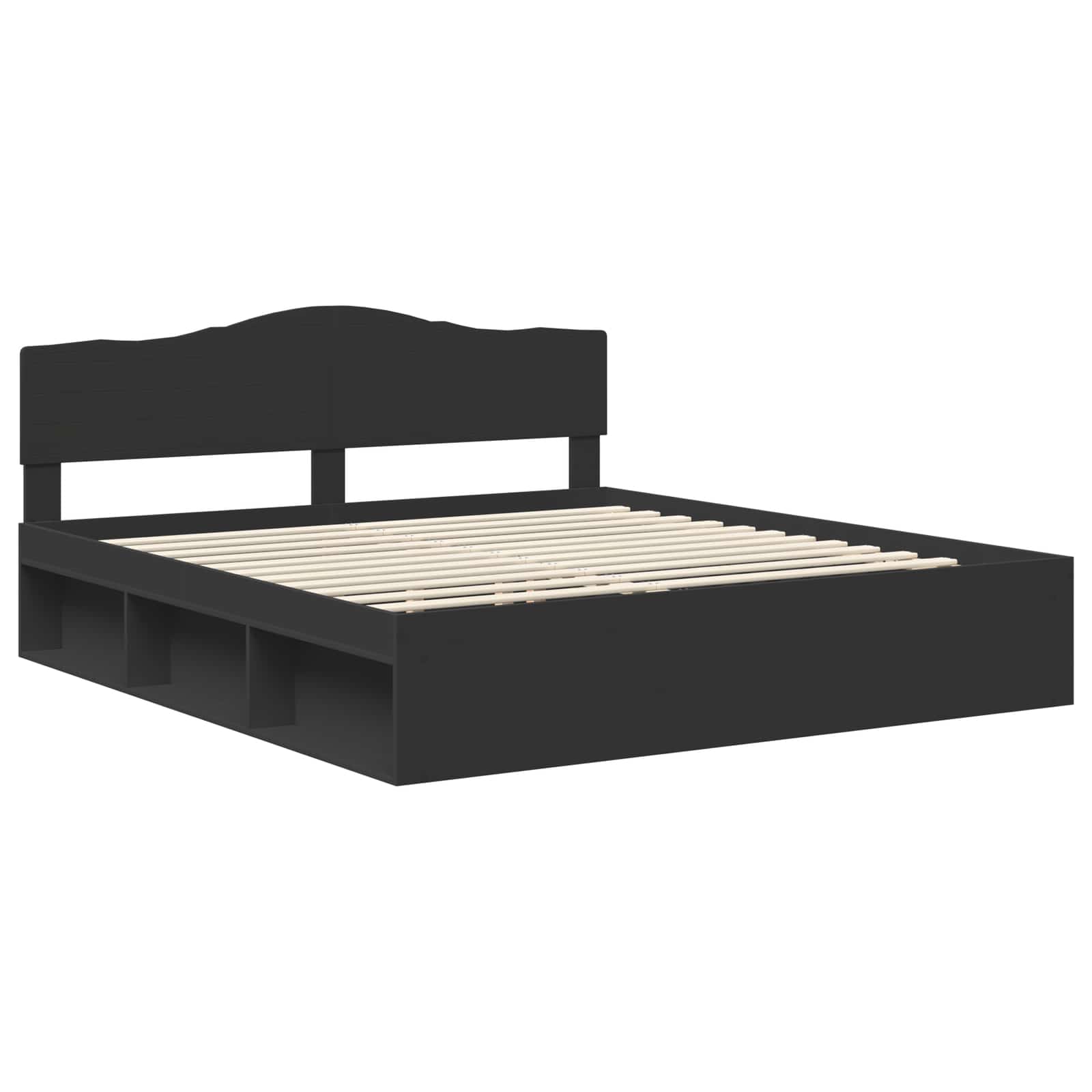 Bedframe met hoofdeinde Zwart 180 x 200 cm Massief grenenhout is nu te koop bij PeponiXL, paradijselijk wonen!