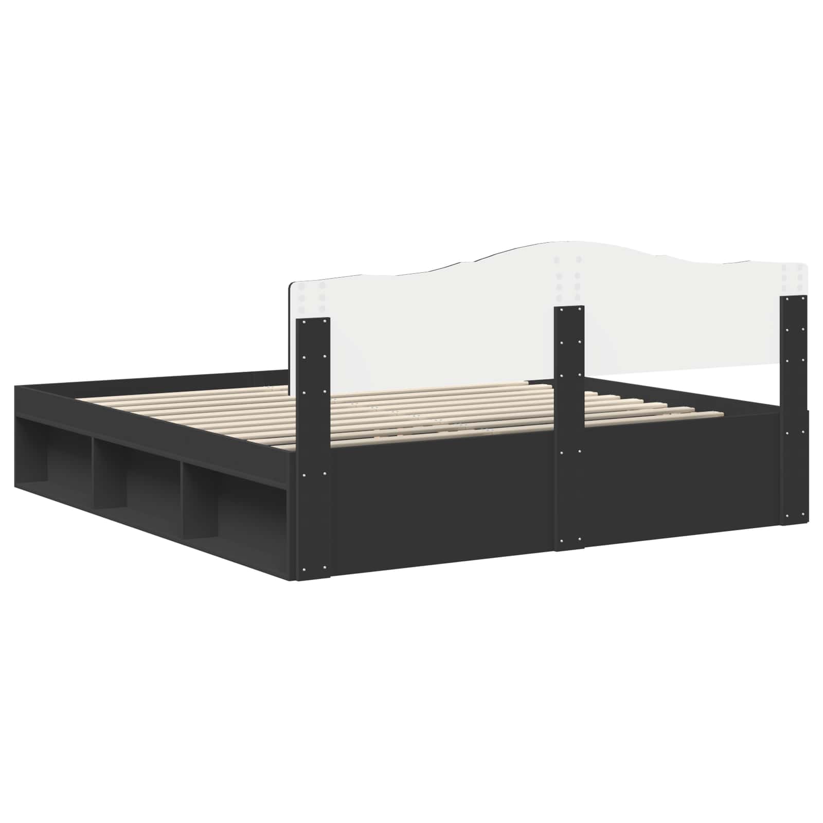 Bedframe met hoofdeinde Zwart 180 x 200 cm Massief grenenhout is nu te koop bij PeponiXL, paradijselijk wonen!