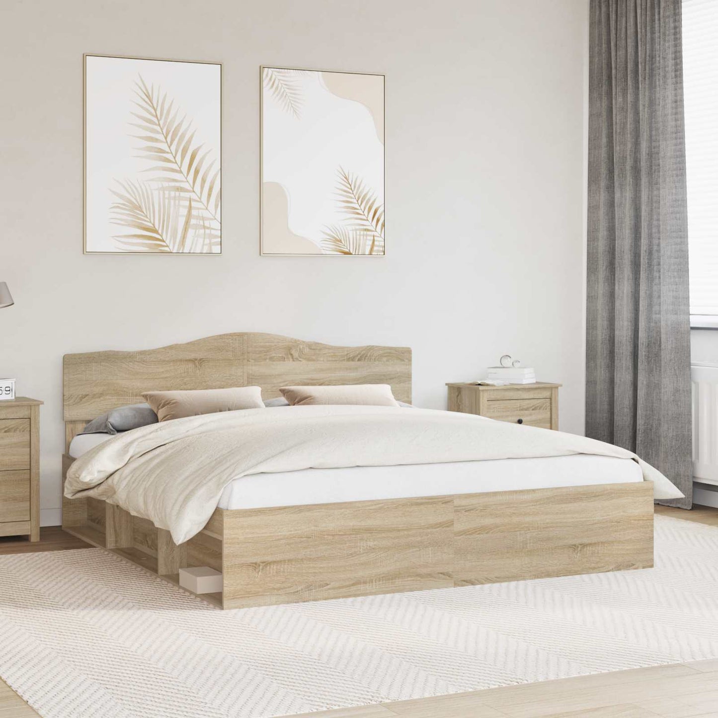 Bedframe met hoofdeinde Sonoma 180 x 200 cm Massief grenenhout is nu te koop bij PeponiXL, paradijselijk wonen!