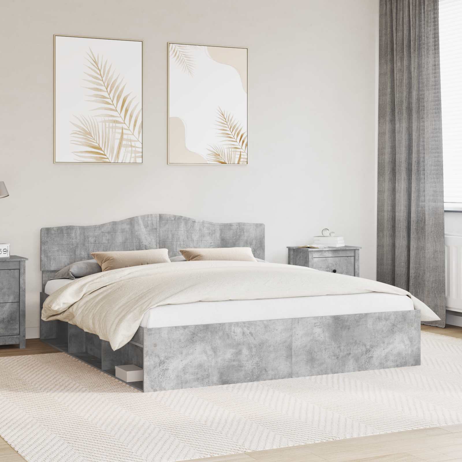 Bedframe met hoofdeinde Beton 180 x 200 cm Massief grenenhout is nu te koop bij PeponiXL, paradijselijk wonen!
