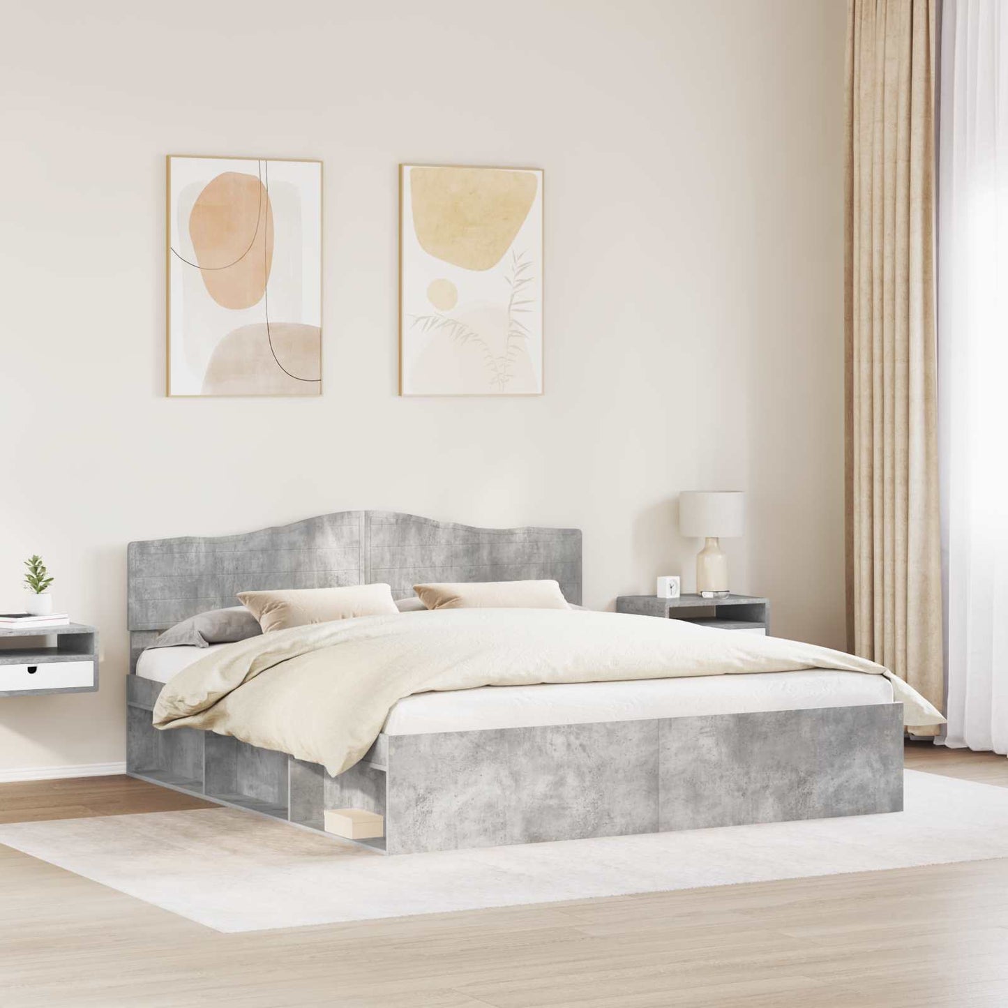Bedframe met hoofdeinde Beton 180 x 200 cm Massief grenenhout is nu te koop bij PeponiXL, paradijselijk wonen!