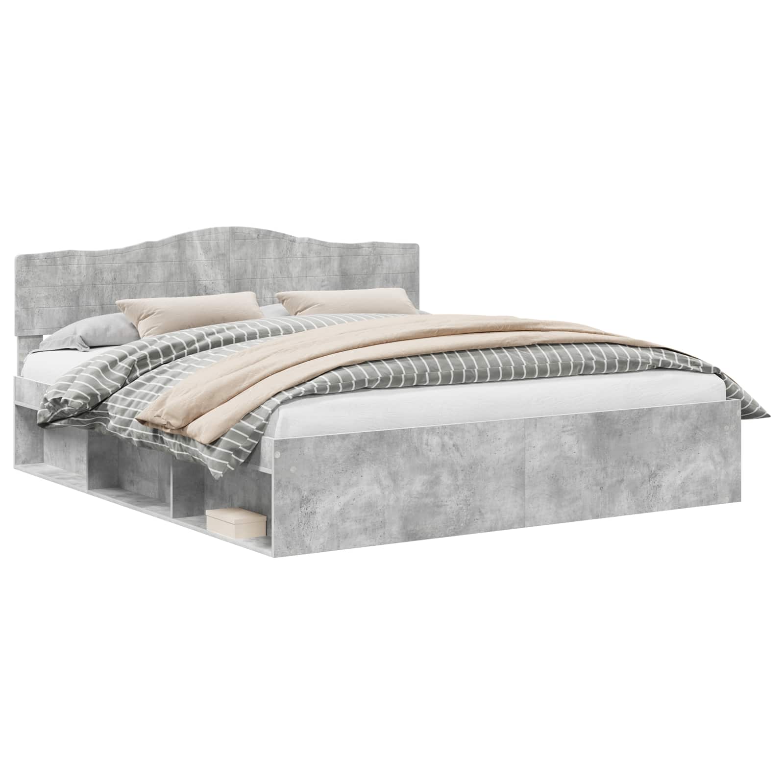Bedframe met hoofdeinde Beton 180 x 200 cm Massief grenenhout is nu te koop bij PeponiXL, paradijselijk wonen!