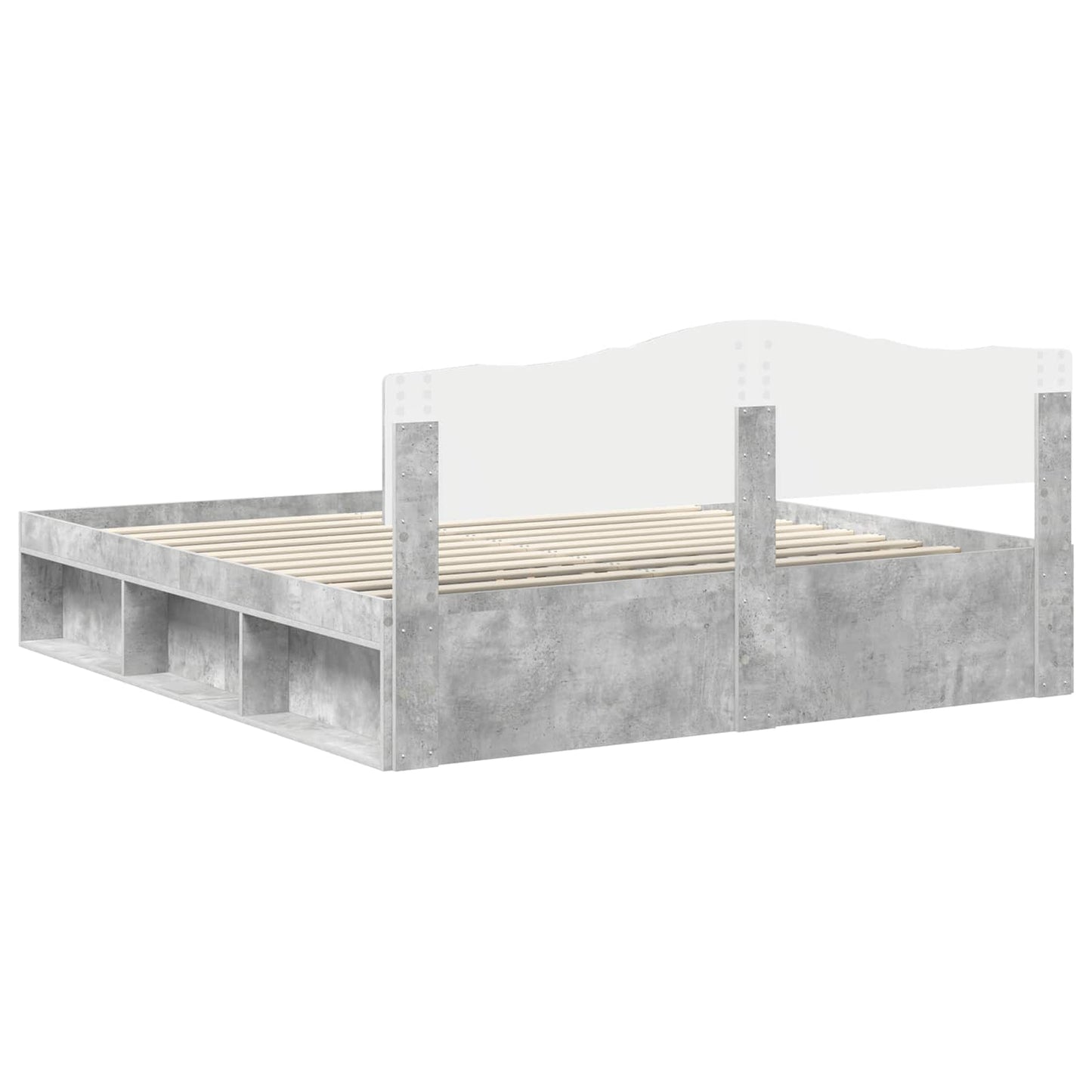 Bedframe met hoofdeinde Beton 180 x 200 cm Massief grenenhout is nu te koop bij PeponiXL, paradijselijk wonen!