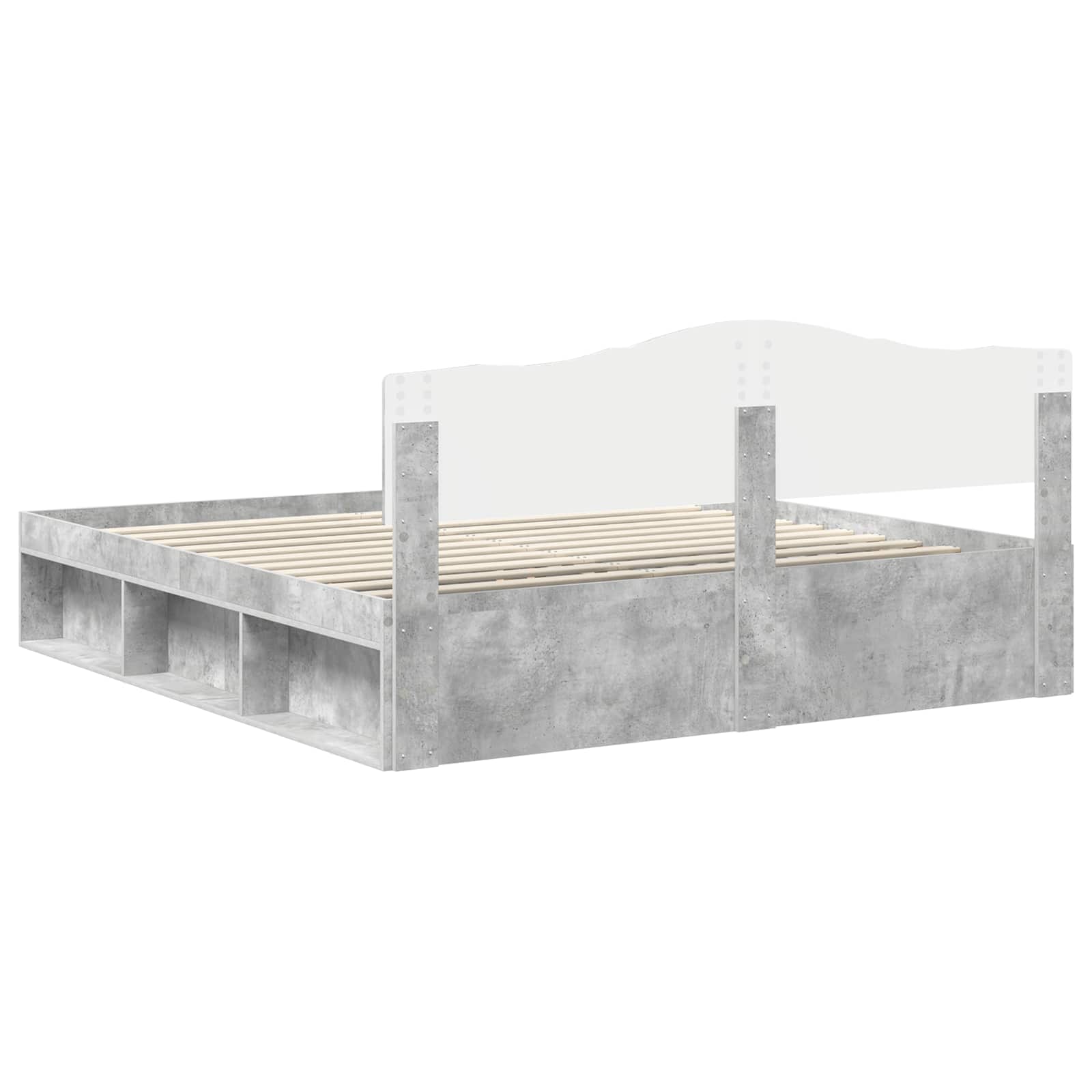Bedframe met hoofdeinde Beton 180 x 200 cm Massief grenenhout is nu te koop bij PeponiXL, paradijselijk wonen!