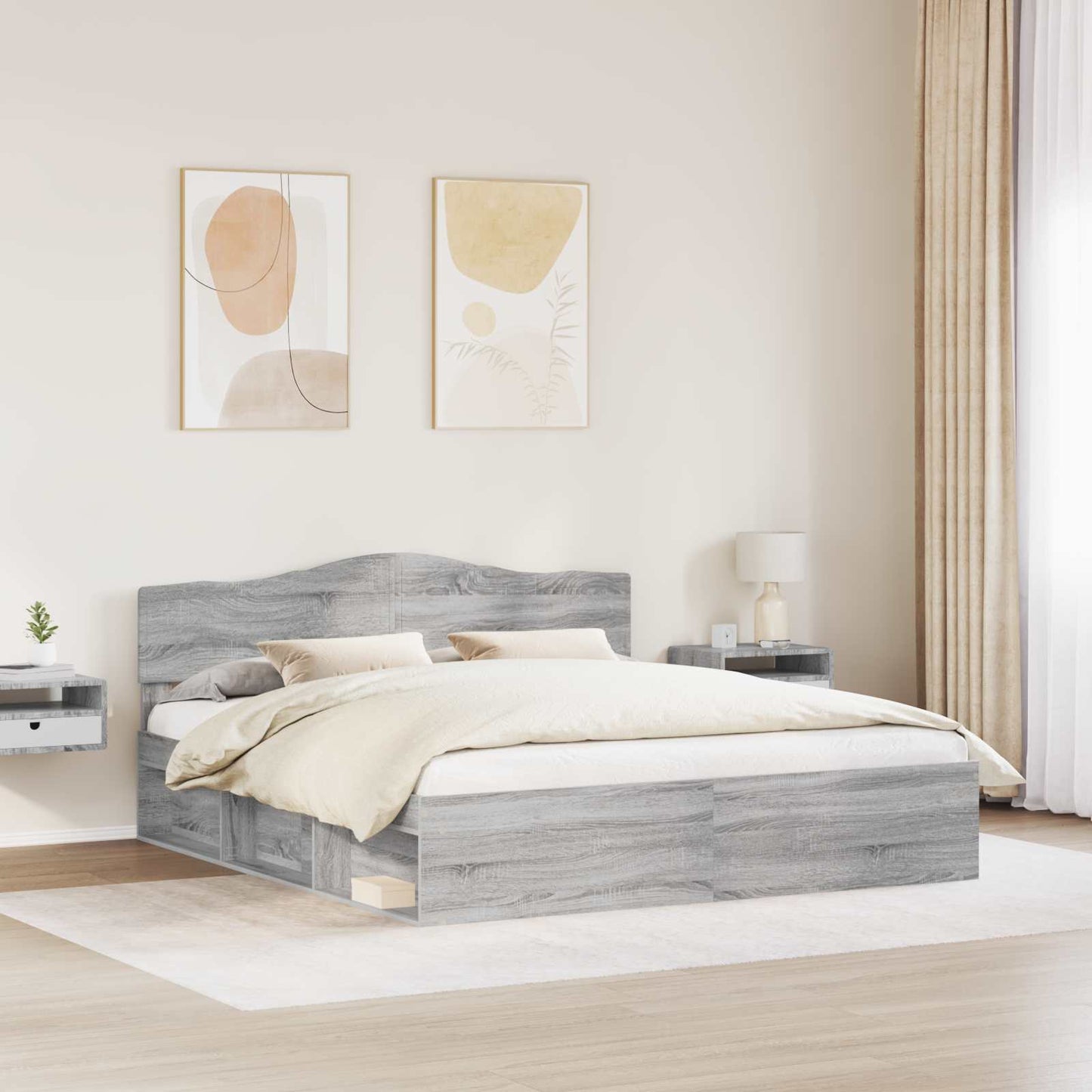 Bedframe Grijs Sonoma 180 x 200 cm Massief grenenhout is nu te koop bij PeponiXL, paradijselijk wonen!
