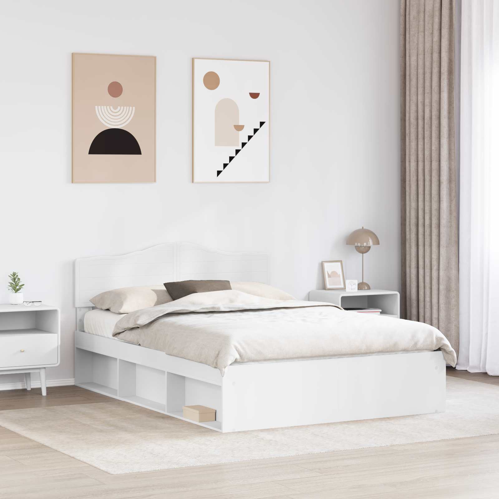 Bedframe met hoofdeinde Wit 160 x 200 cm Massief grenenhout is nu te koop bij PeponiXL, paradijselijk wonen!