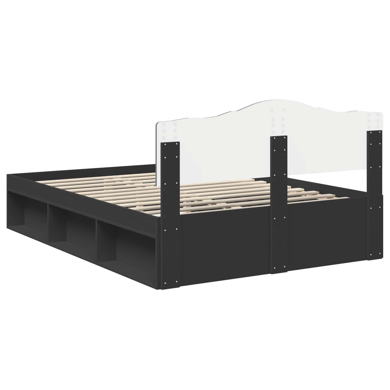 Bedframe met hoofdeinde Zwart 160 x 200 cm Massief grenenhout is nu te koop bij PeponiXL, paradijselijk wonen!