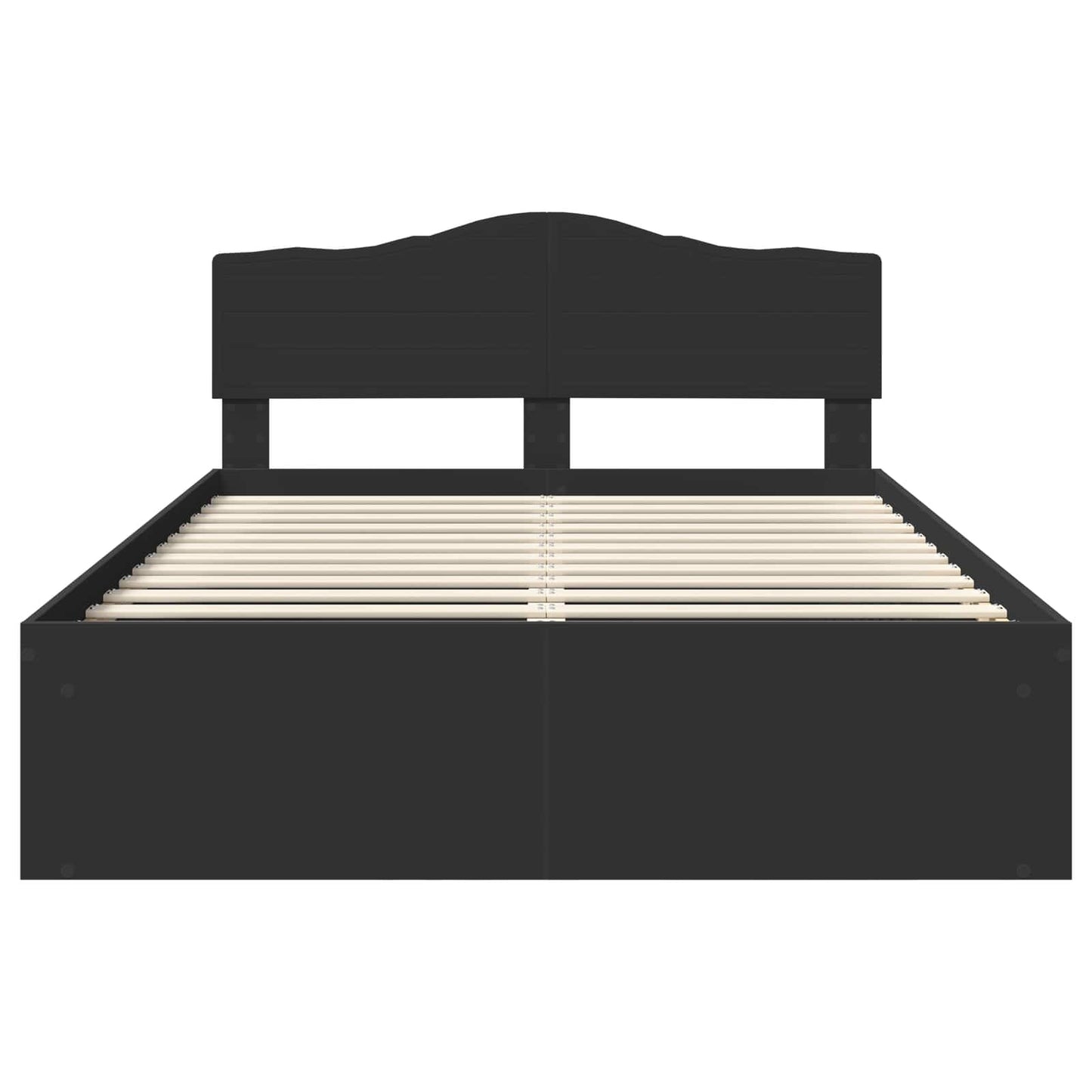 Bedframe met hoofdeinde Zwart 160 x 200 cm Massief grenenhout is nu te koop bij PeponiXL, paradijselijk wonen!